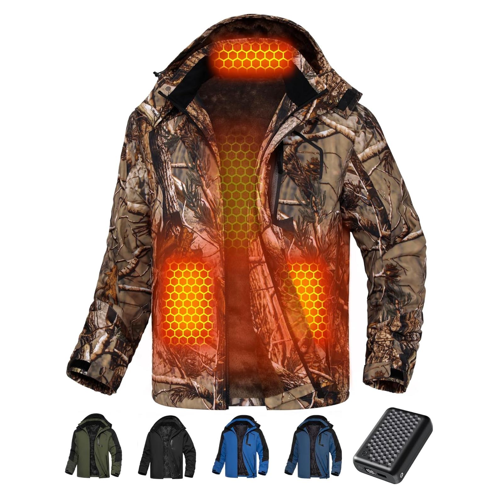 Chaqueta Térmica Wulcea para Hombres Camo Marrón Forrada Piel