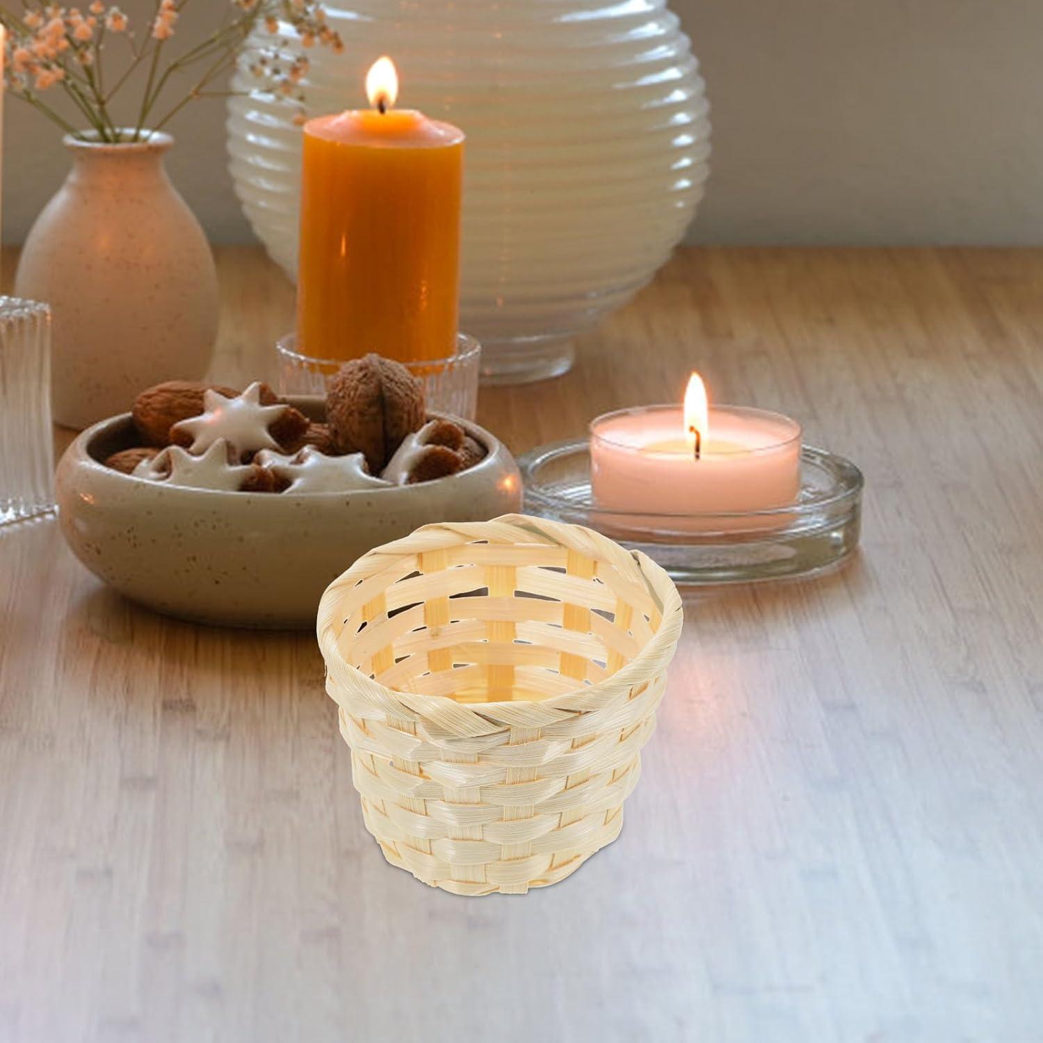 Mini Cestas de Mimbre DOITOOL 5 Piezas 7.5x6cm Bambú