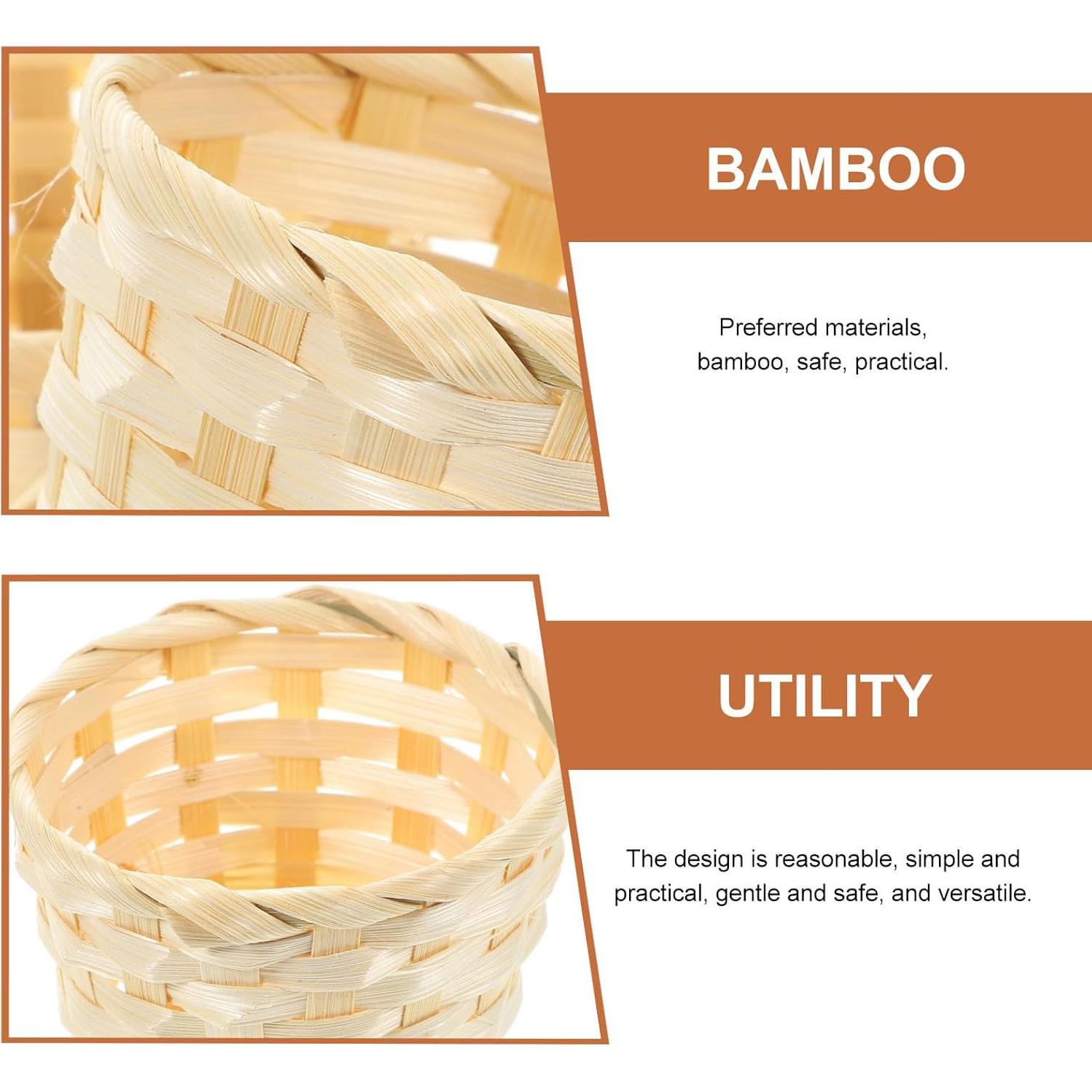 Mini Cestas de Mimbre DOITOOL 5 Piezas 7.5x6cm Bambú