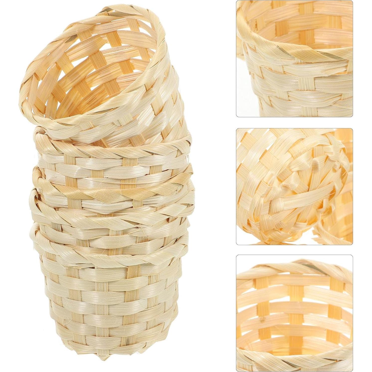 Mini Cestas de Mimbre DOITOOL 5 Piezas 7.5x6cm Bambú
