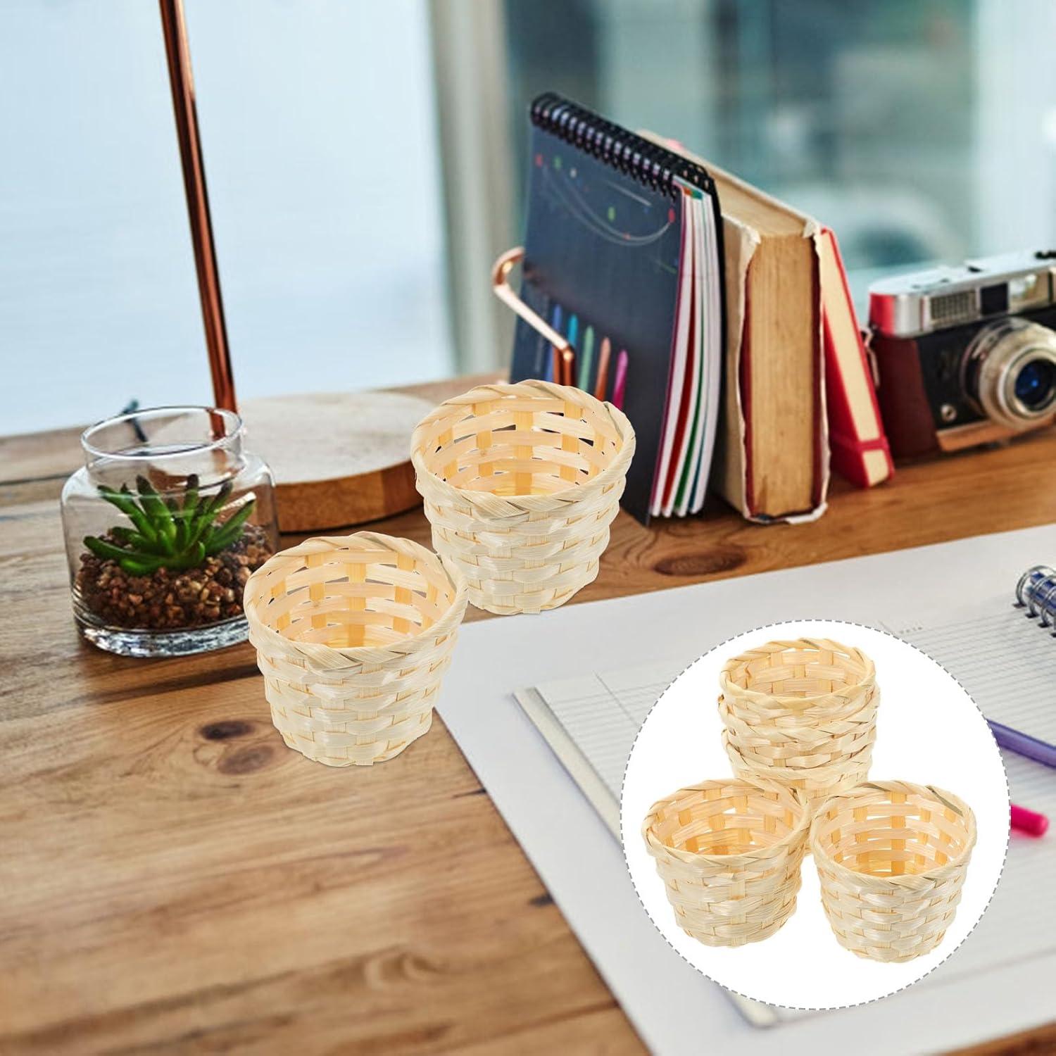 Mini Cestas de Mimbre DOITOOL 5 Piezas 7.5x6cm Bambú