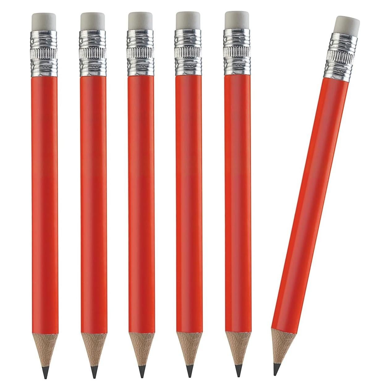 100 Lápices Mini TH Golf con Borrador - Rojo, 10 cm