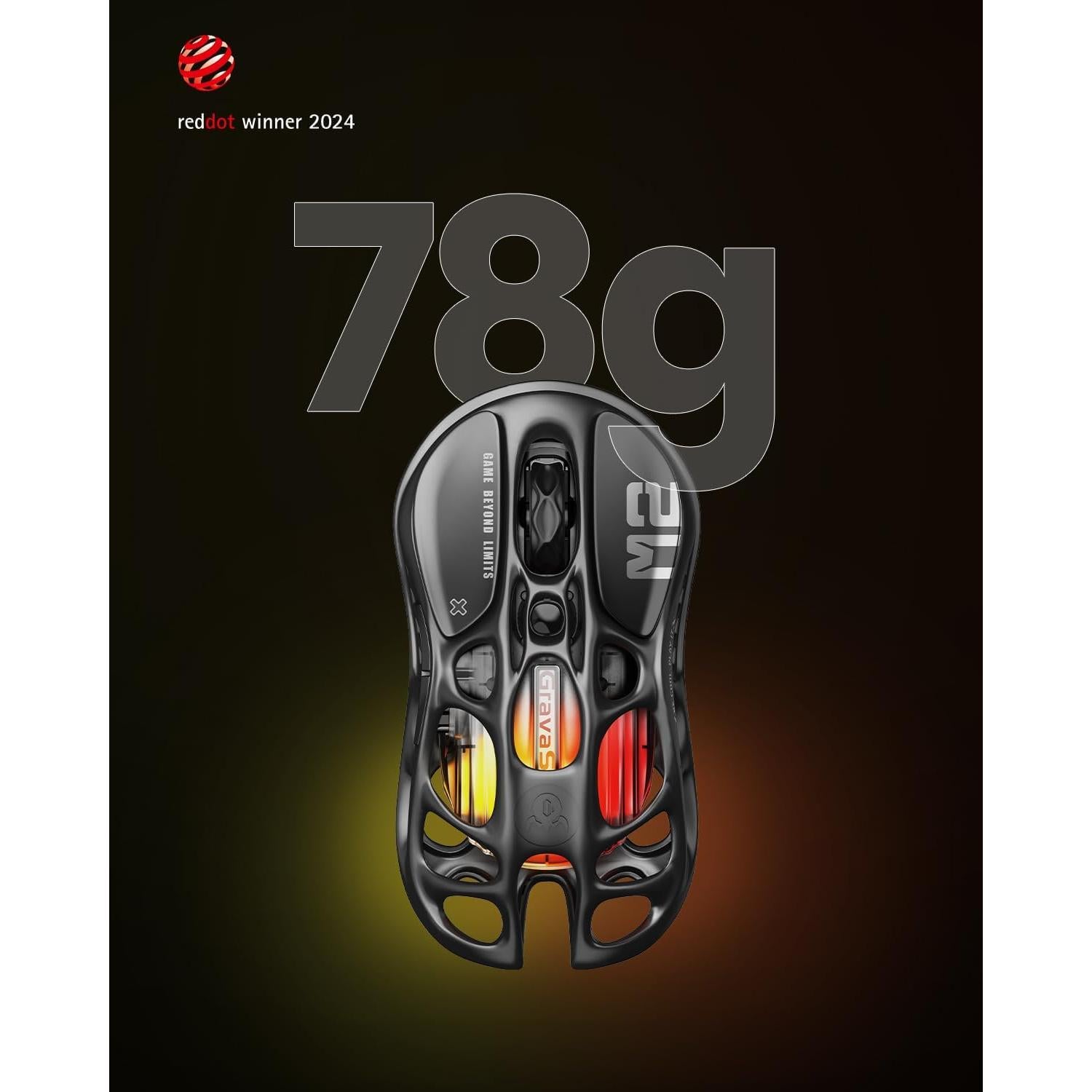 GravaStar Mercury M2 Ratón Inalámbrico 26000 DPI RGB Negro