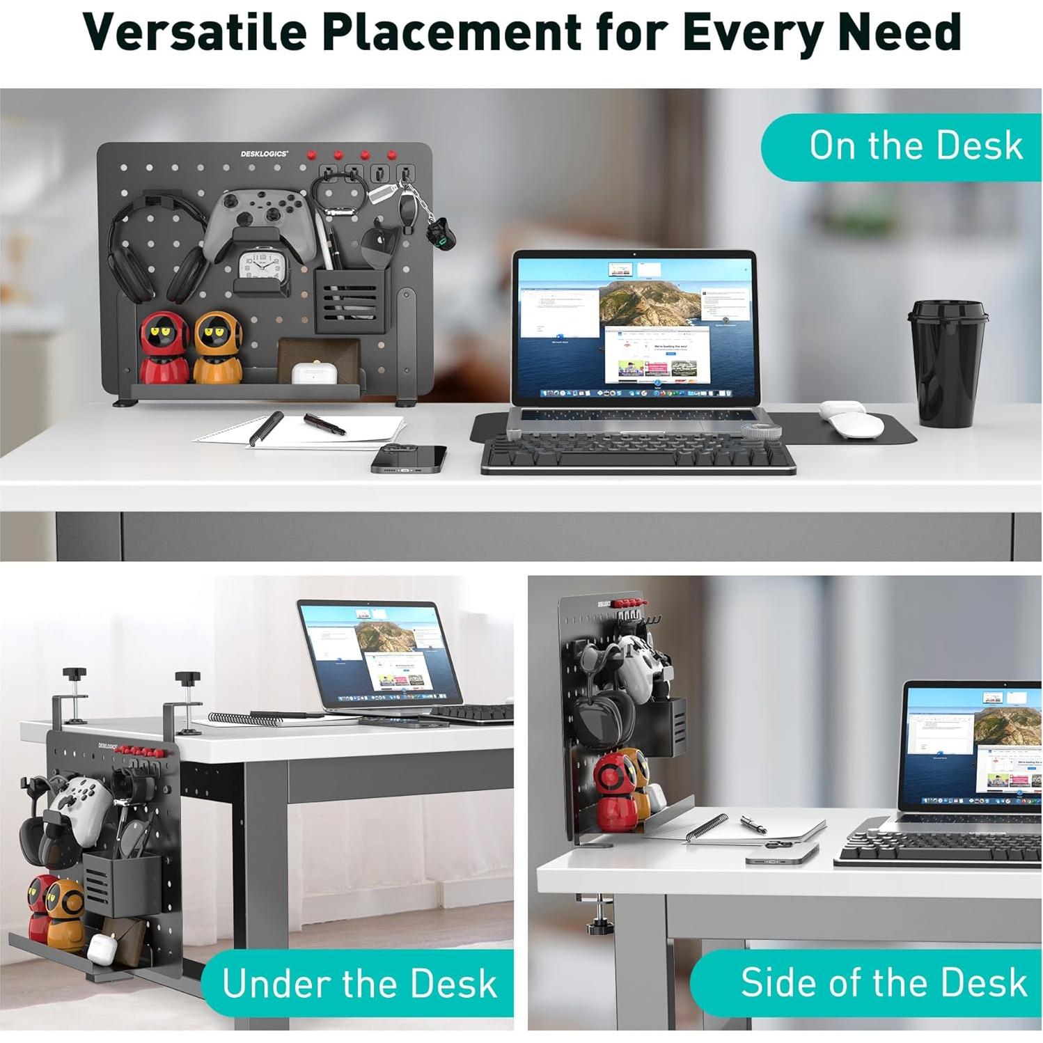 Tablero de Perforación de Escritorio DeskLogics Negro con Abrazadera