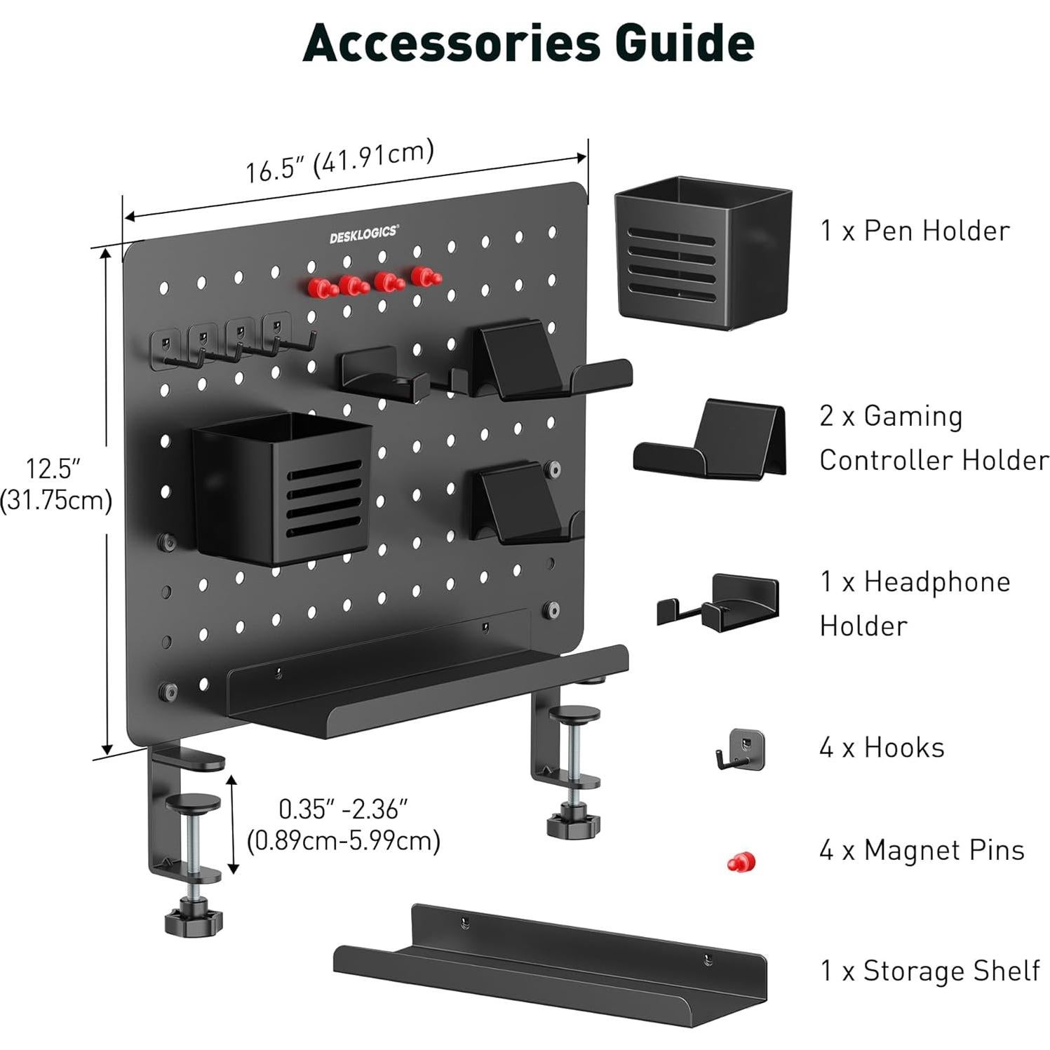 Tablero de Perforación de Escritorio DeskLogics Negro con Abrazadera