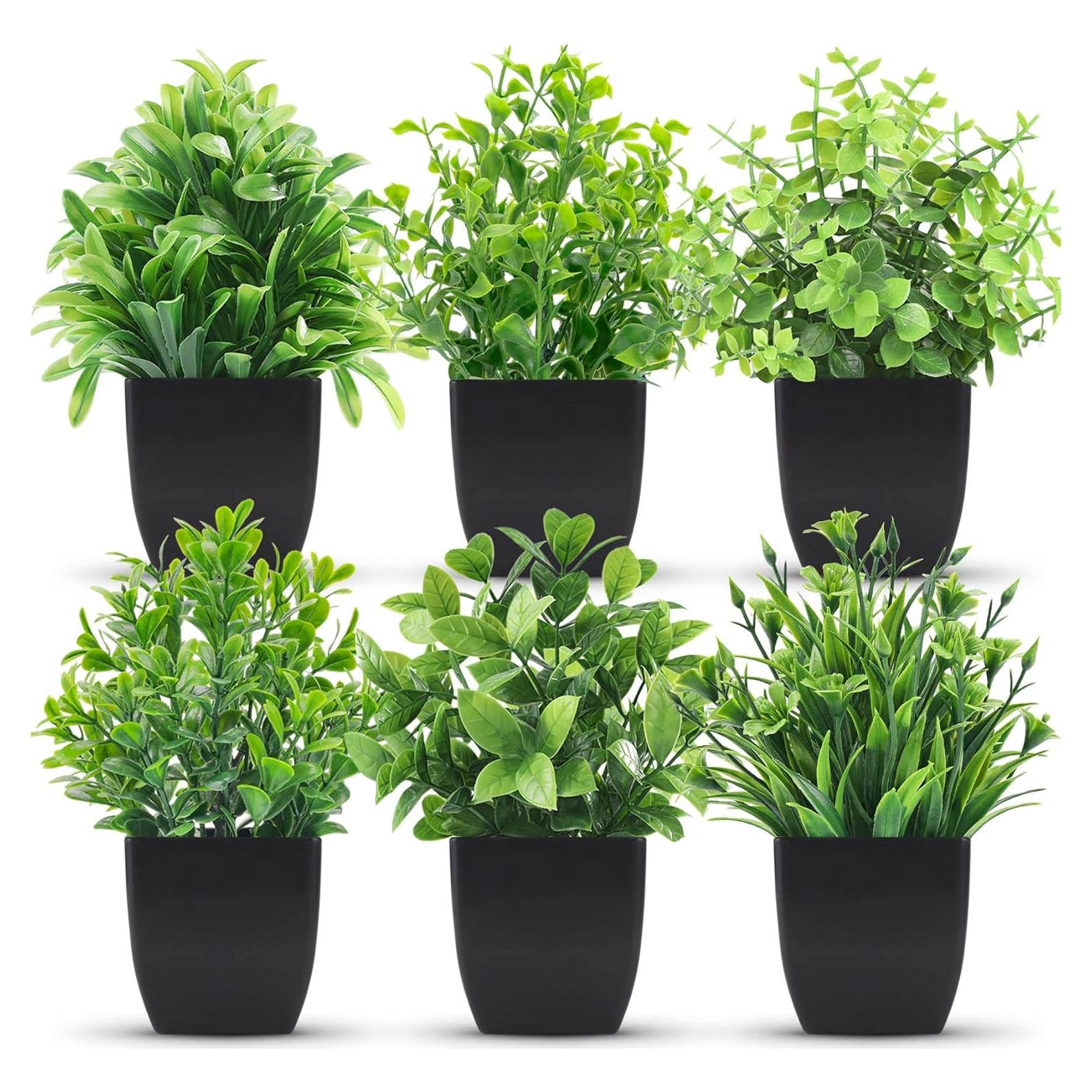 6 Plantas Artificiales en Macetas Der Rose - Decoración Verde