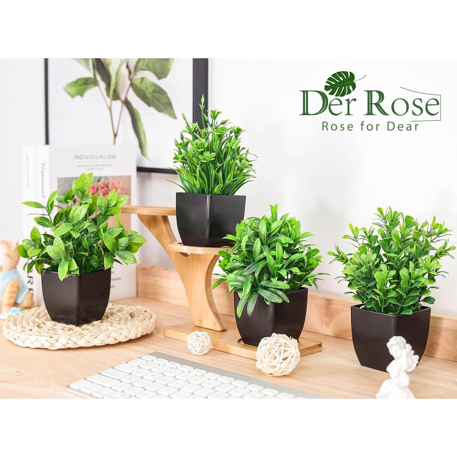 6 Plantas Artificiales en Macetas Der Rose - Decoración Verde