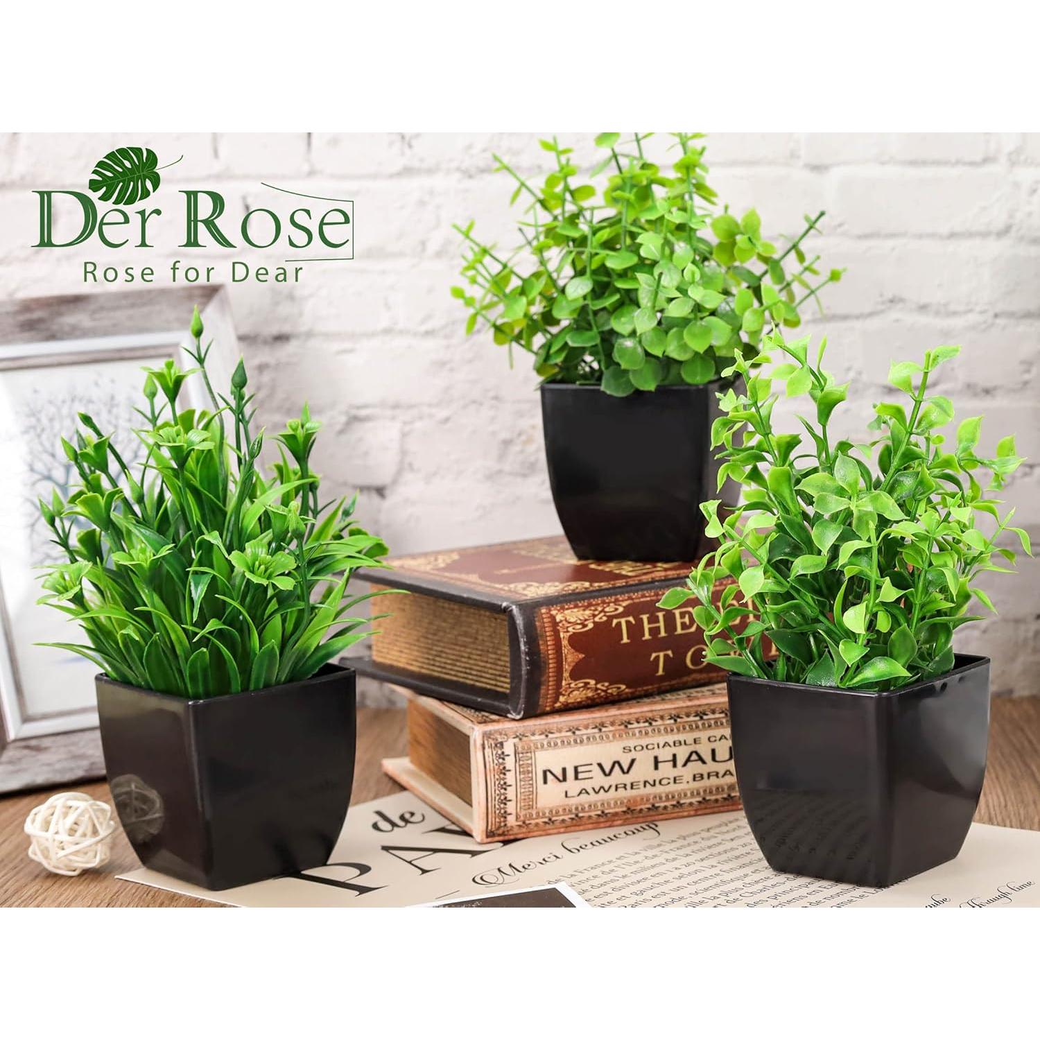 6 Plantas Artificiales en Macetas Der Rose - Decoración Verde