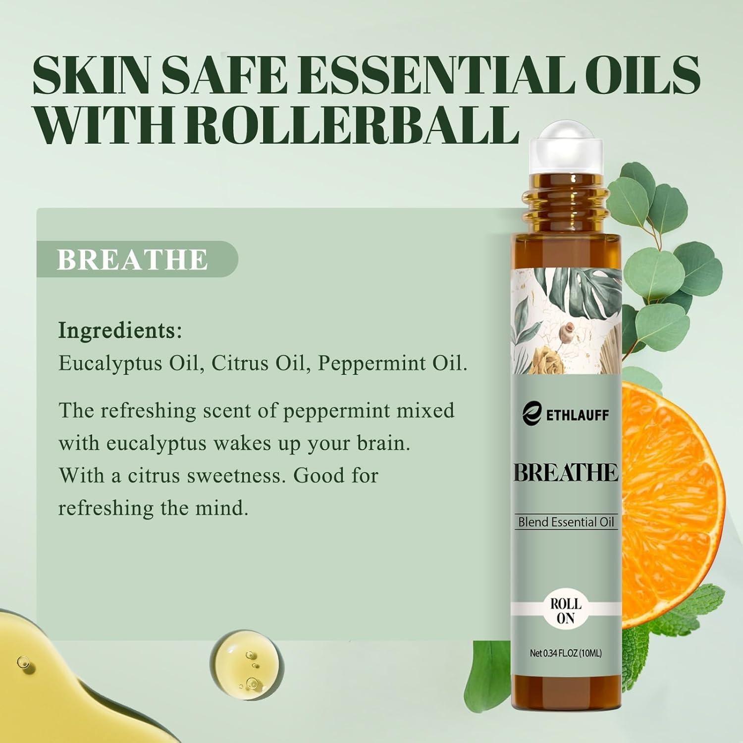 Aceite Esencial Roll-On Breathe Ethlauff 10 ml - Alivio Respiratorio