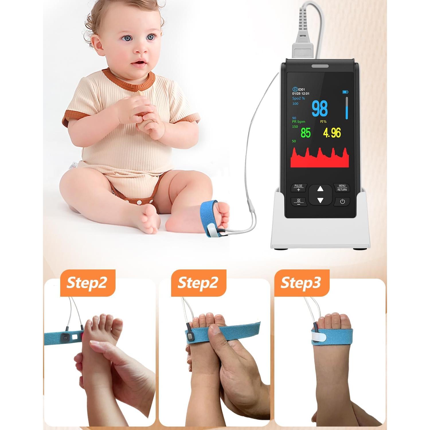 Oxímetro de Pulso HealthTree Recargable para Bebés y Adultos