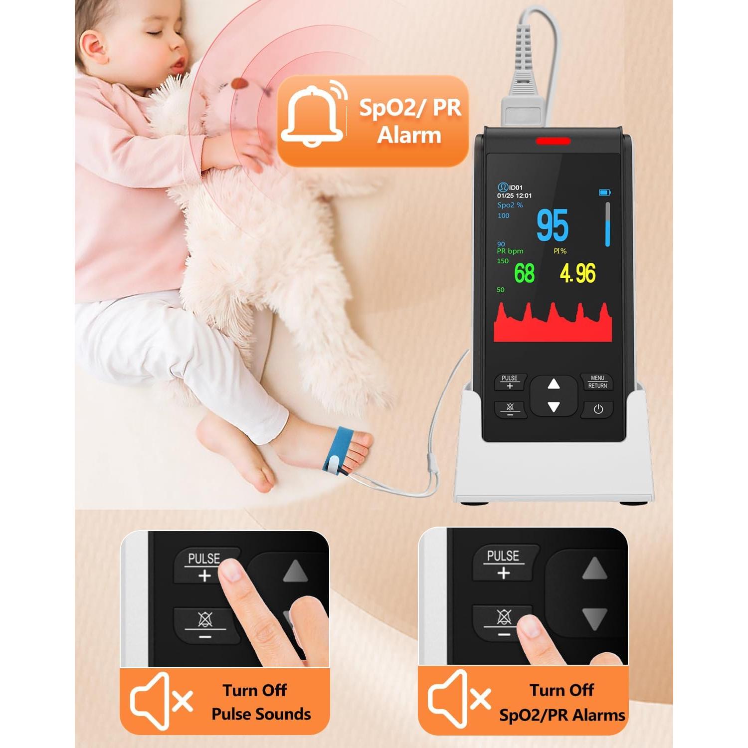 Oxímetro de Pulso HealthTree Recargable para Bebés y Adultos