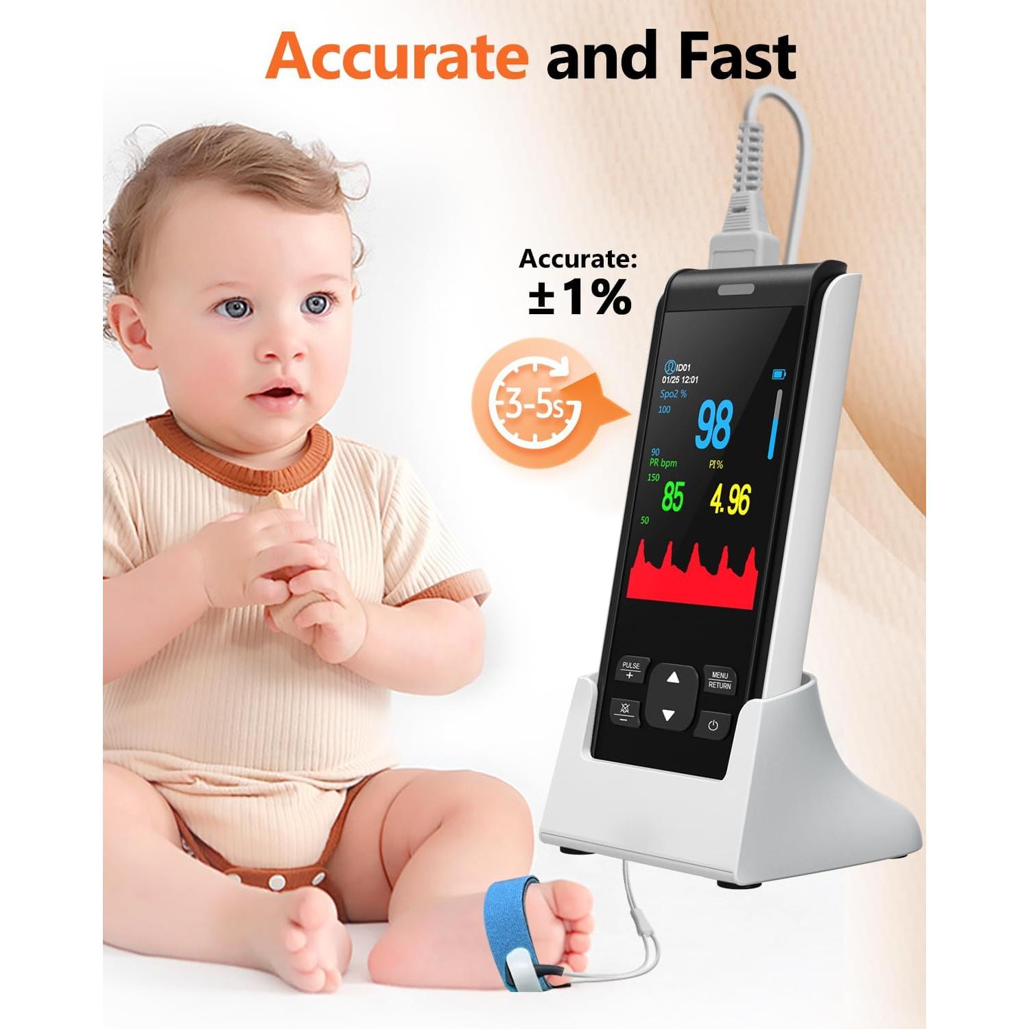 Oxímetro de Pulso HealthTree Recargable para Bebés y Adultos