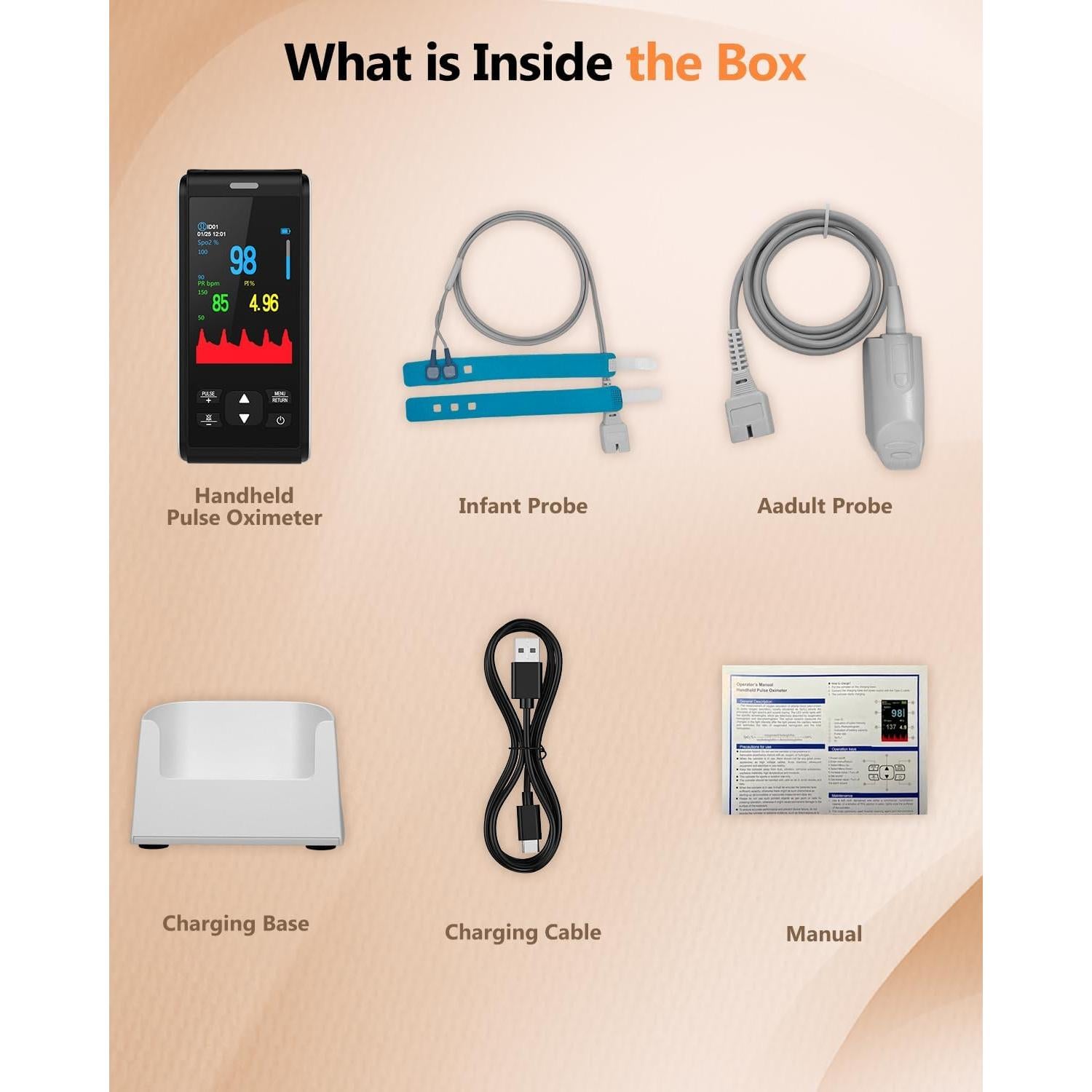 Oxímetro de Pulso HealthTree Recargable para Bebés y Adultos