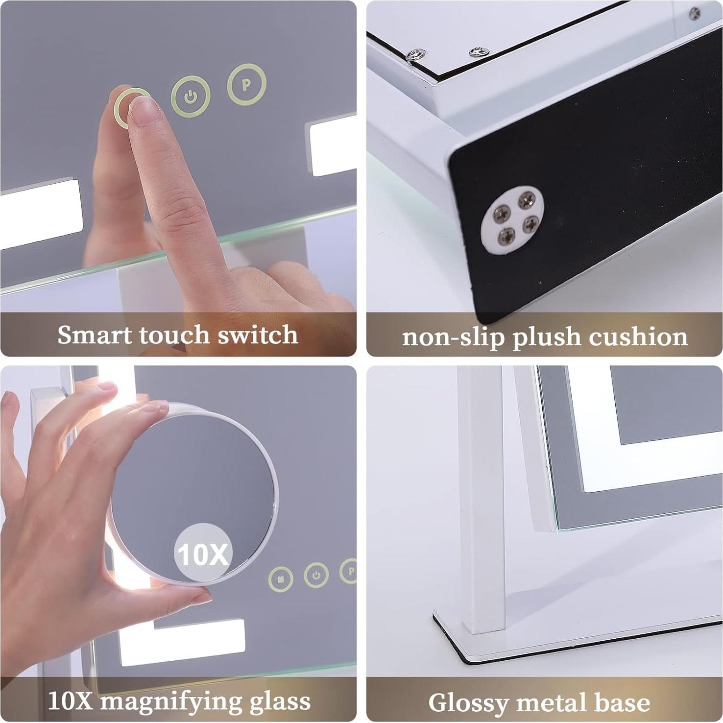 Espejo de Maquillaje Iluminado Kottova 36.83cm 10X Magnificación