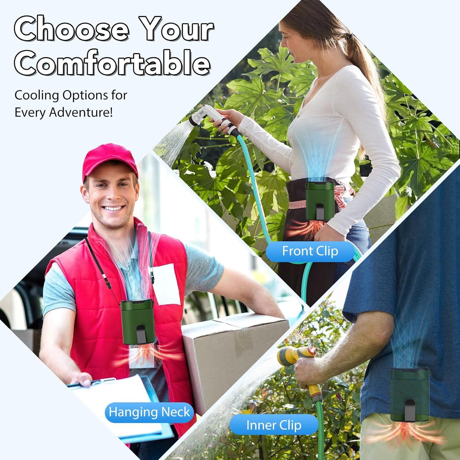 Ventilador de Cintura COZOME Y1 Verde Militar Recargable 3000mAh