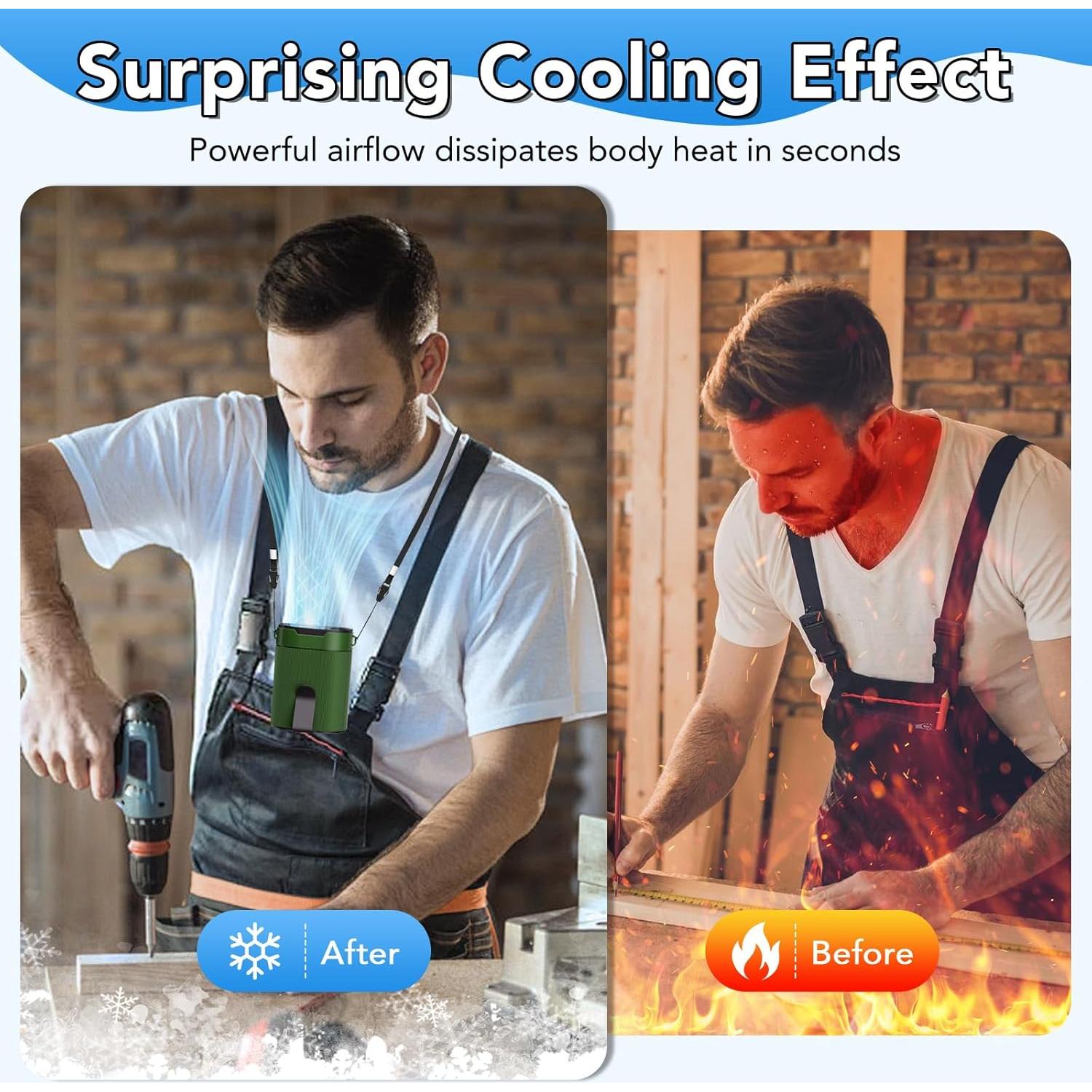 Ventilador de Cintura COZOME Y1 Verde Militar Recargable 3000mAh