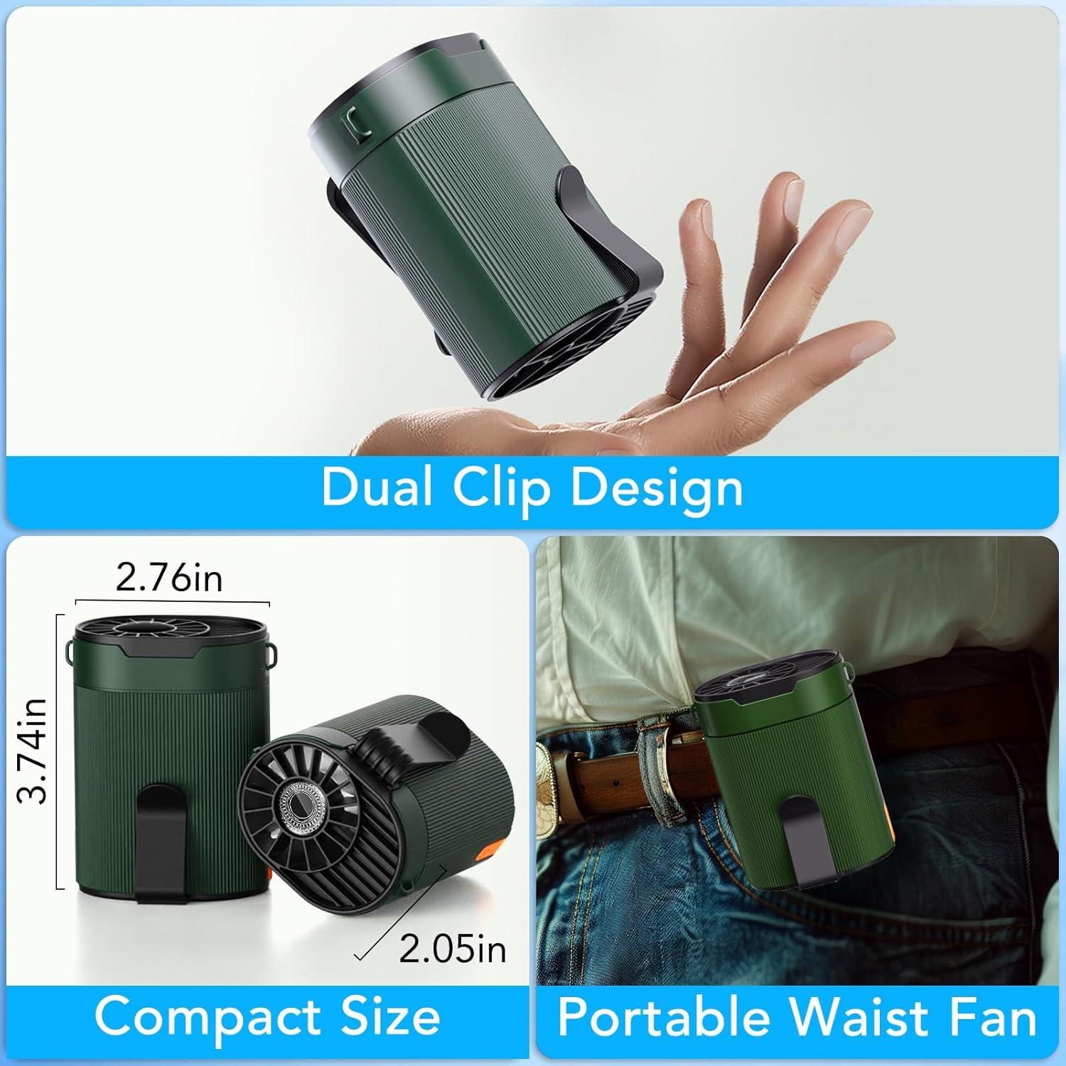 Ventilador de Cintura COZOME Y1 Verde Militar Recargable 3000mAh