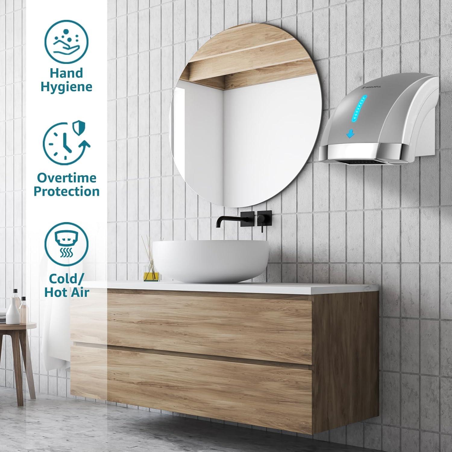 Secador de Manos Eléctrico Modunful Plata 1600W Sin Contacto