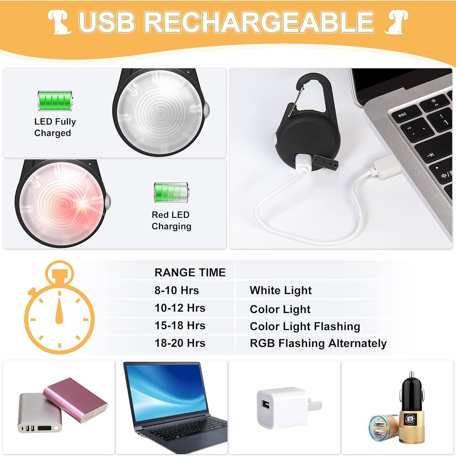 Luz LED Recargable para Collar de Perro QIZIYARDALL IP68 2 Pcs