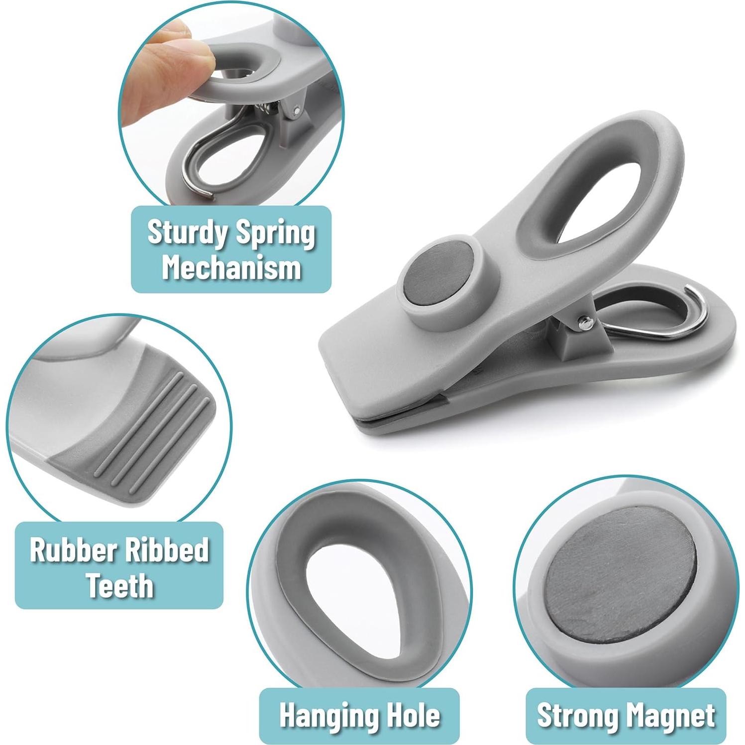 Clips Magnéticos para Bolsas Mr. Pen - Paquete de 6 Grises