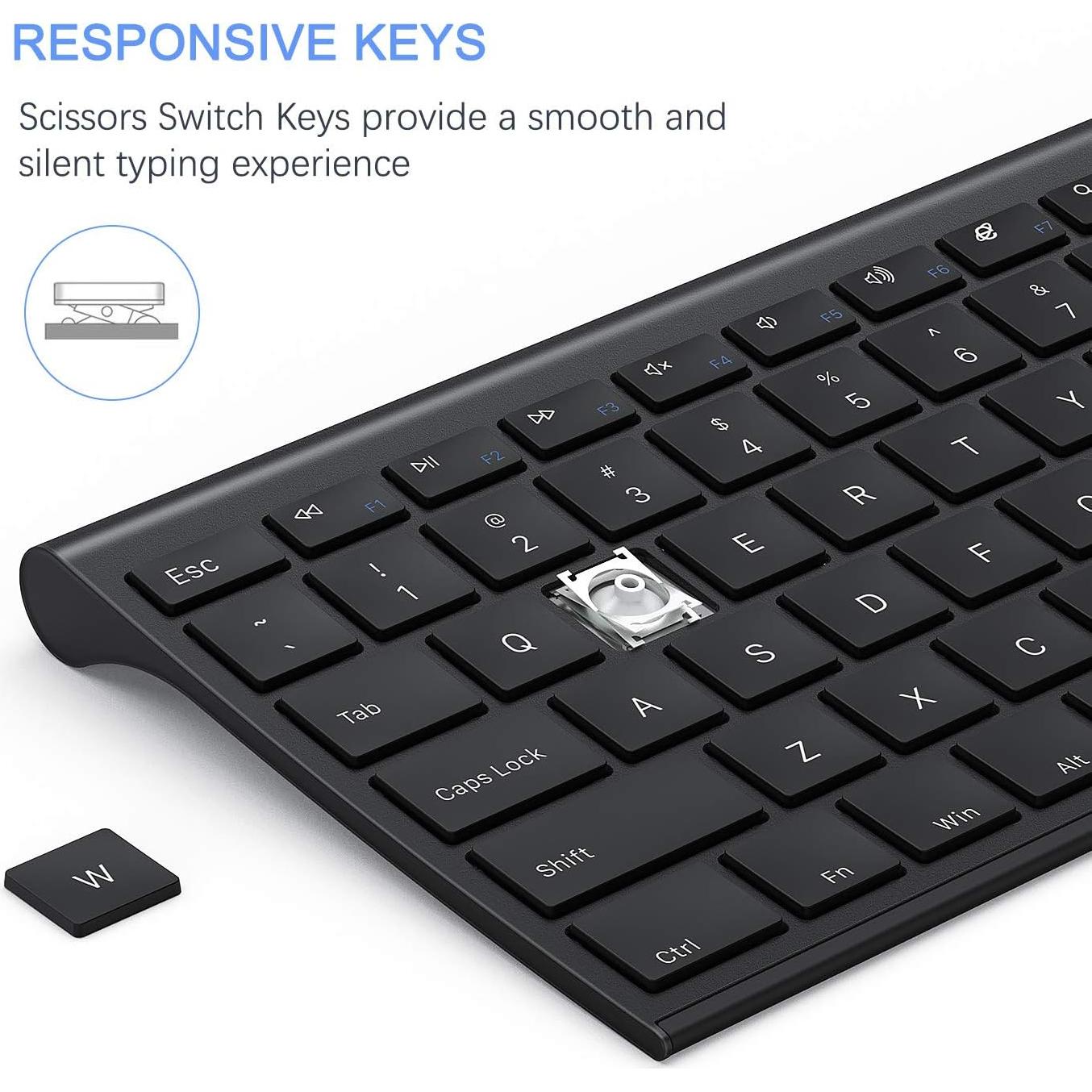 Combo Teclado y Ratón Inalámbricos Vssoplor Negro Recargable