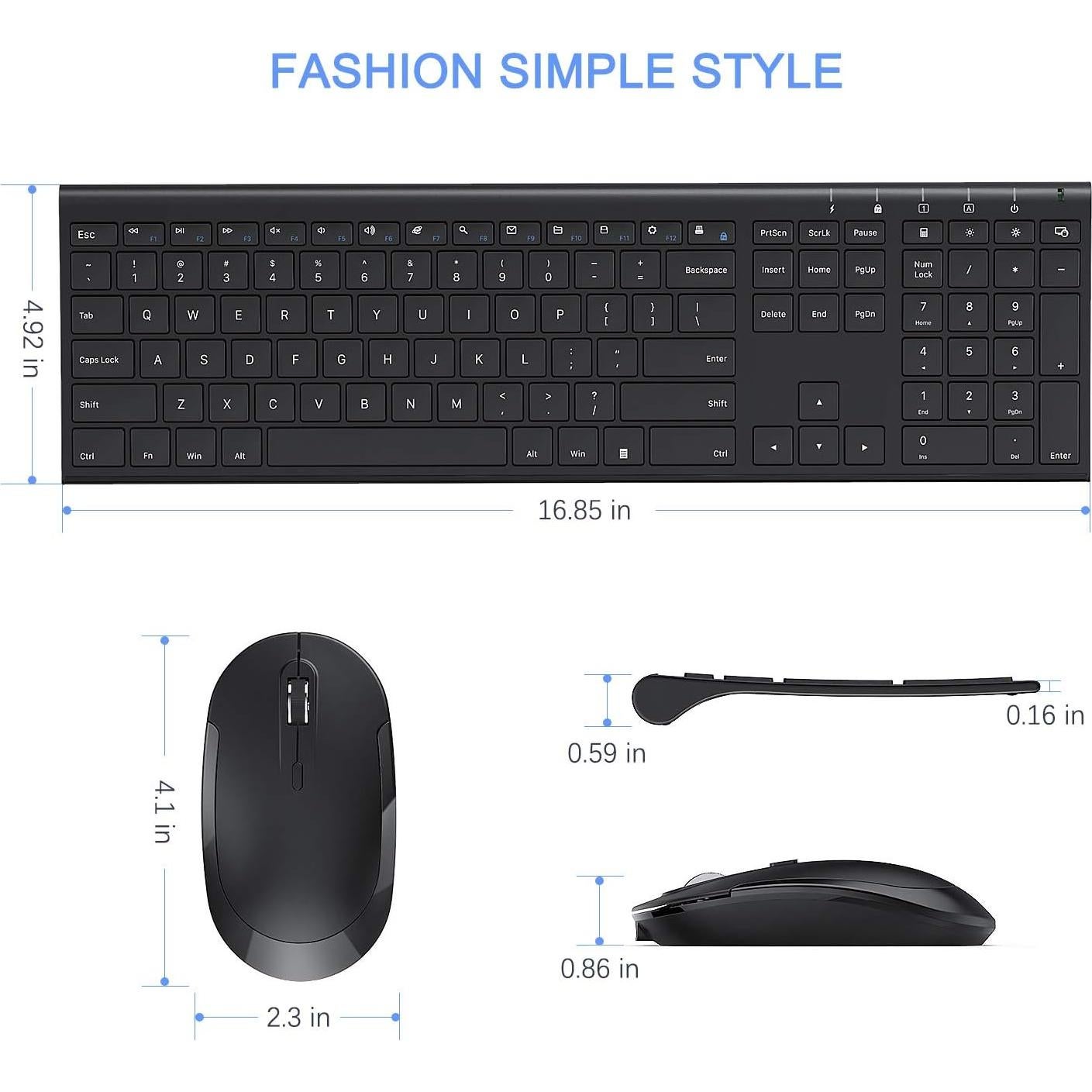 Combo Teclado y Ratón Inalámbricos Vssoplor Negro Recargable