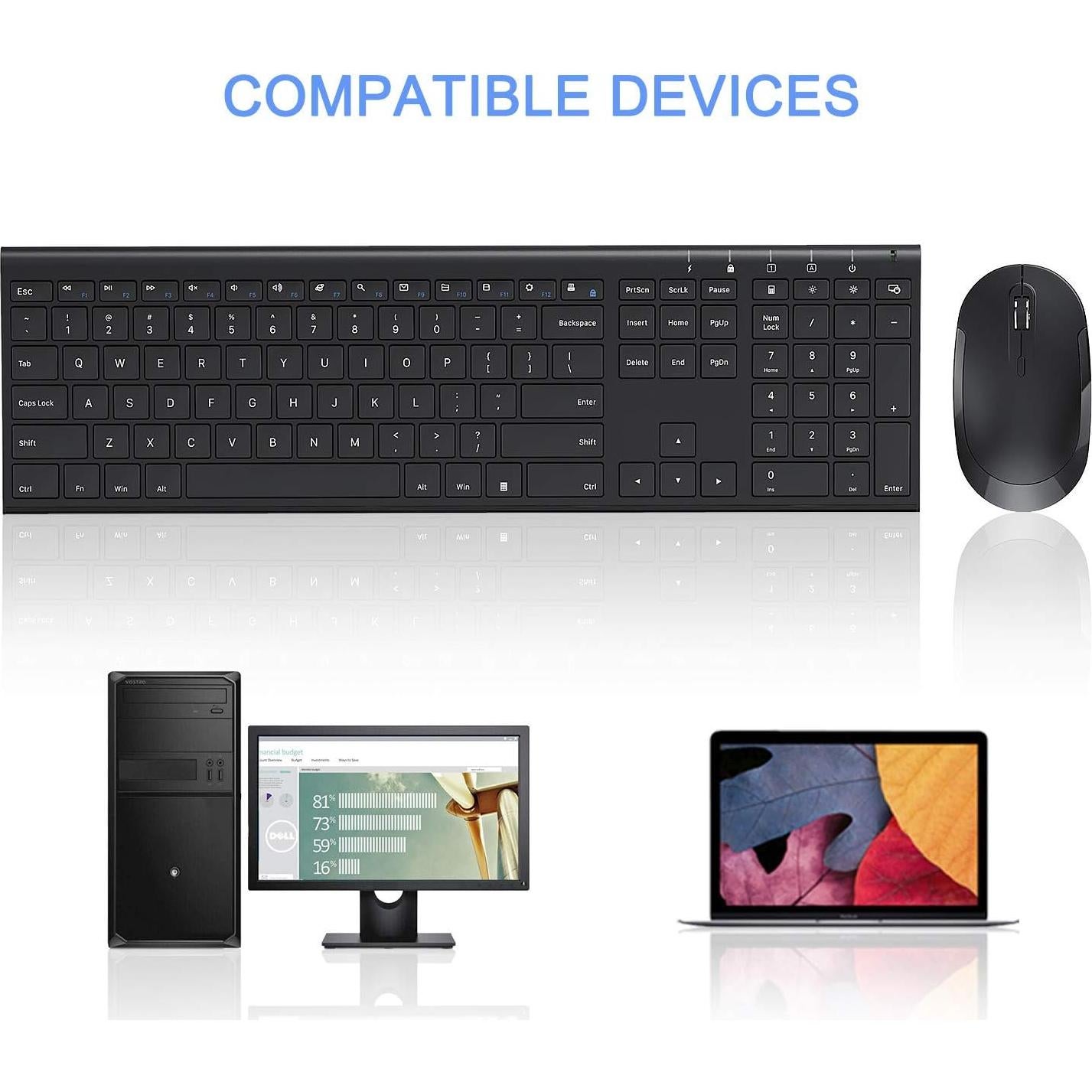 Combo Teclado y Ratón Inalámbricos Vssoplor Negro Recargable