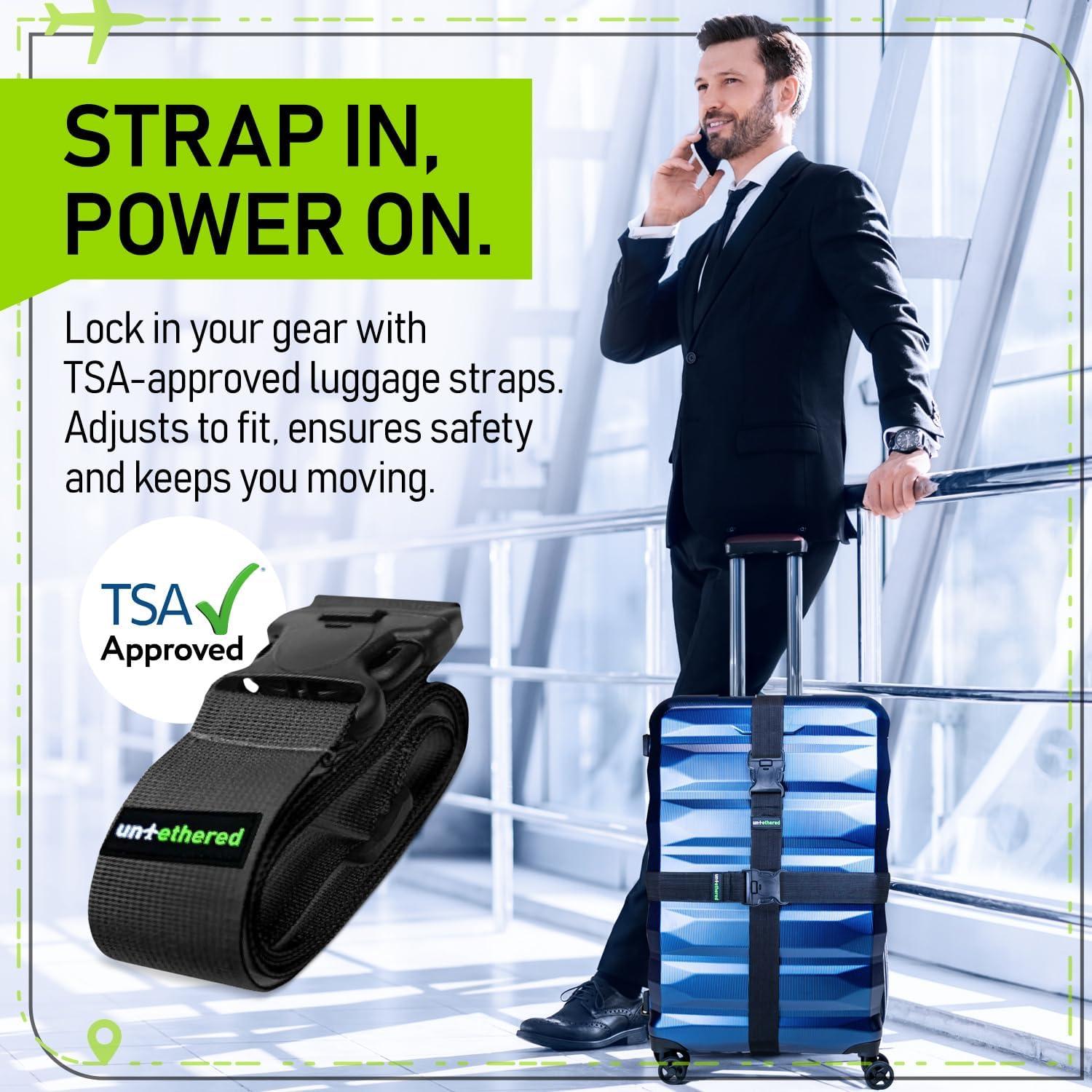 Correas de Equipaje Desatadas - Paquete de 4 Ajustables 1.83m