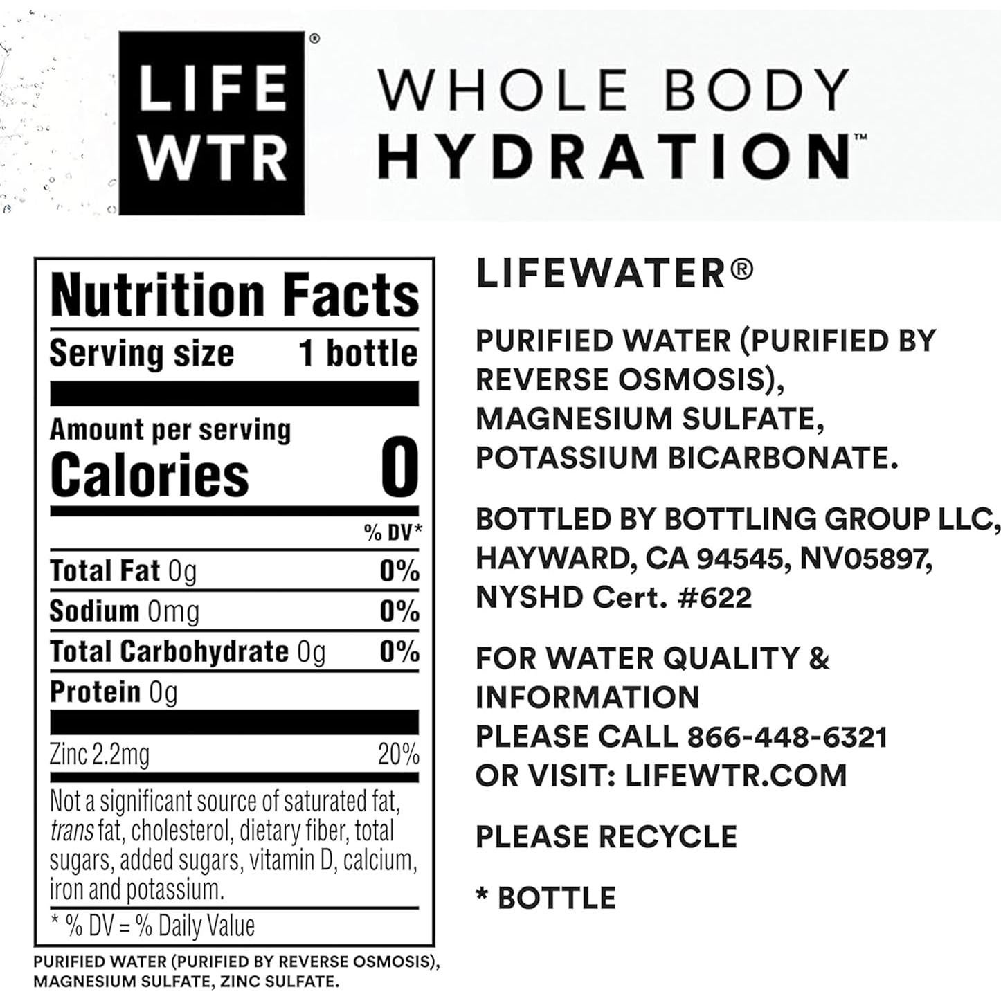 Agua Purificada LIFEWTR 700ml pH Equilibrado Paquete 12