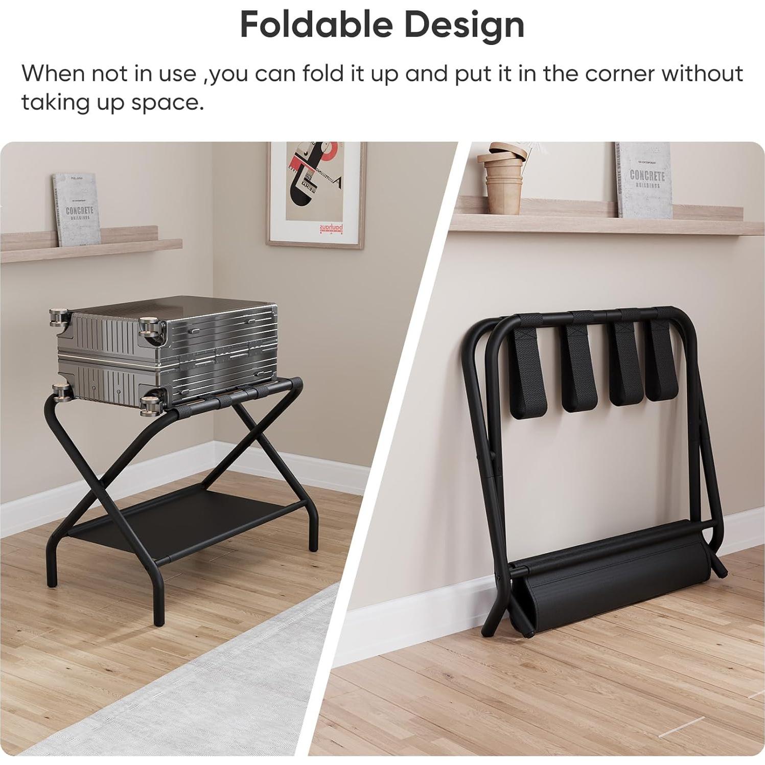 Soporte de Equipaje Plegable Smuxee Negro 2 Niveles 39.9 kg