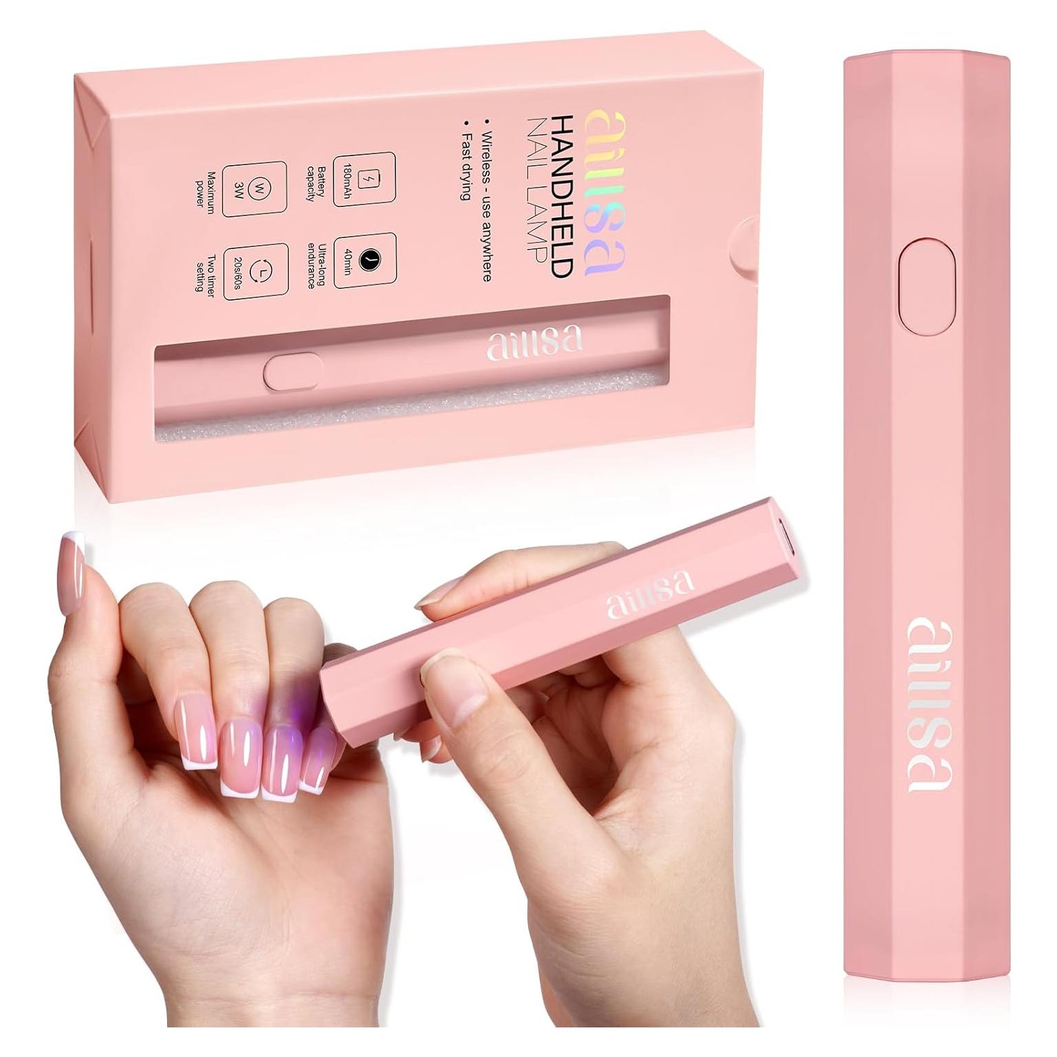 AILLSA Lámpara UV Portátil para Uñas de Gel Rosa