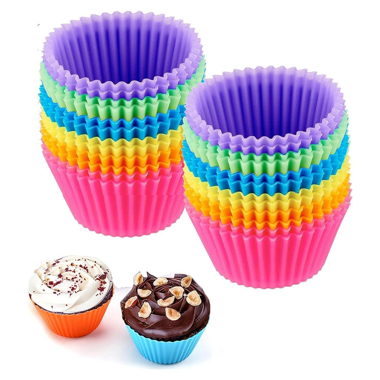 Tazas de Hornear de Silicona JEWOSTER 24 Piezas Multicolor