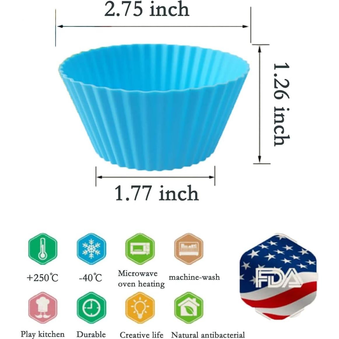 Tazas de Hornear de Silicona JEWOSTER 24 Piezas Multicolor