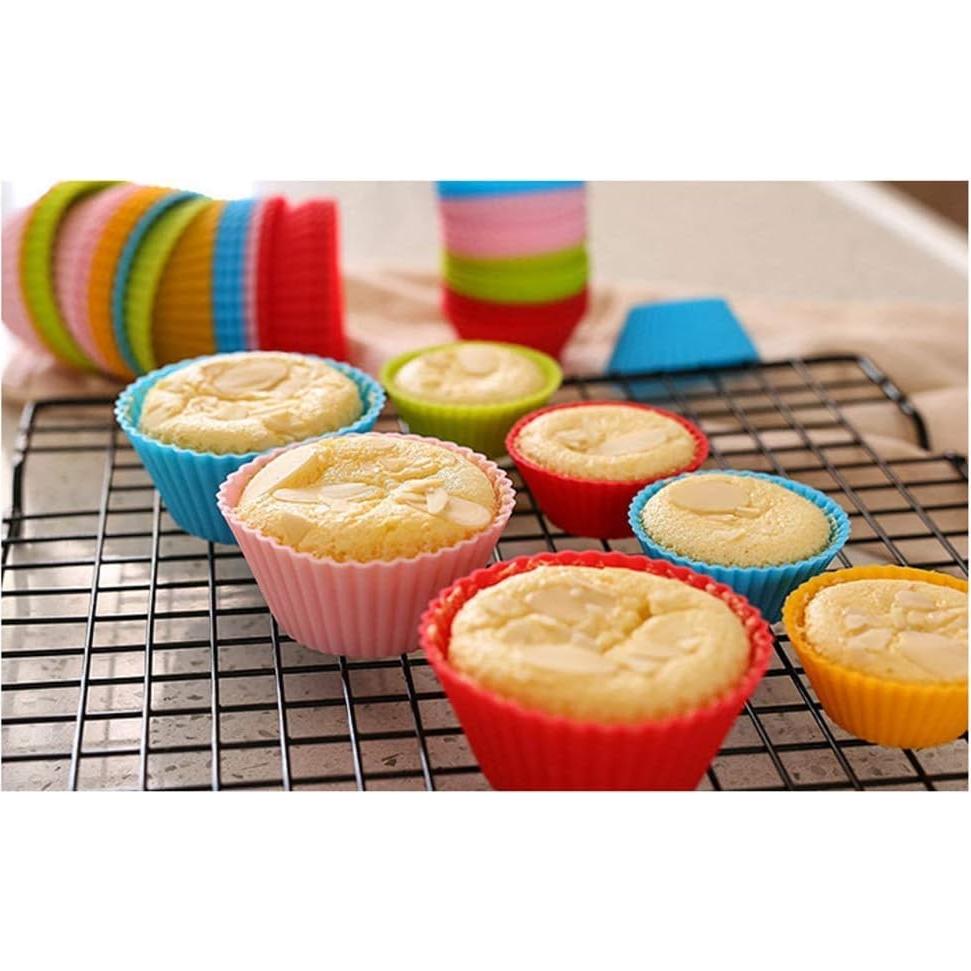 Tazas de Hornear de Silicona JEWOSTER 24 Piezas Multicolor
