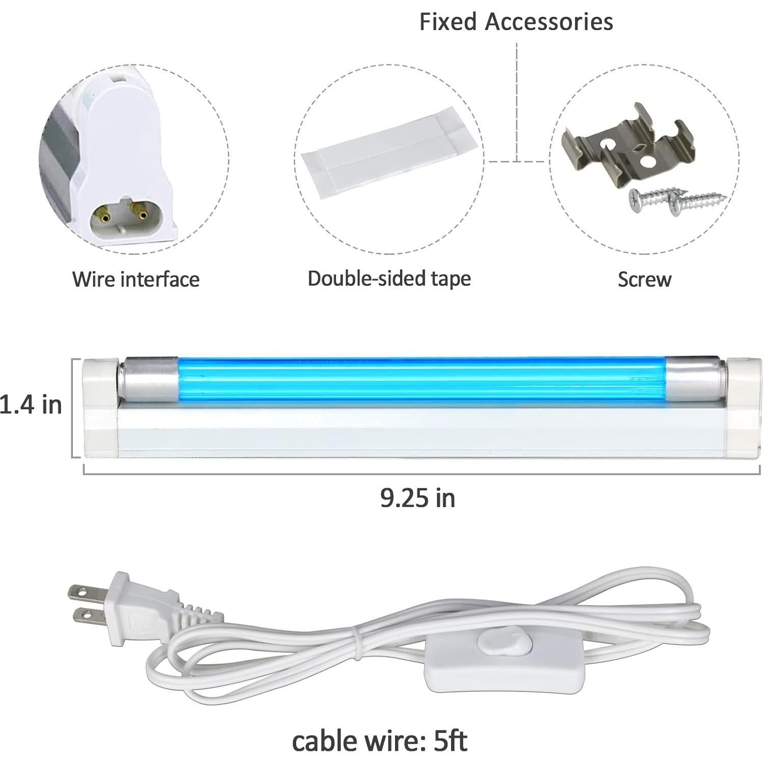Lámpara Desinfectante UV Coospider 6W Libre de Ozono 23.5cm