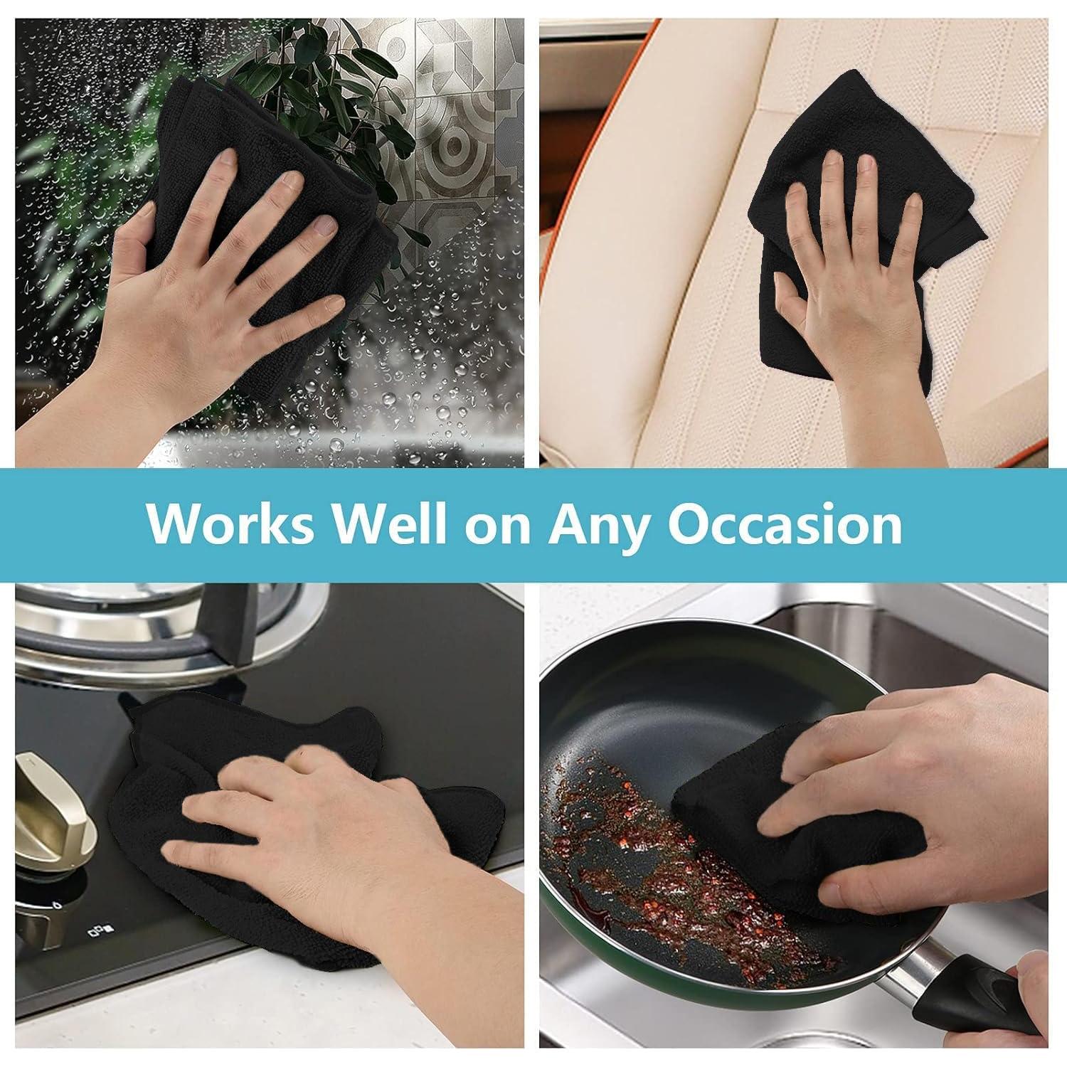 Paños de Microfibra HOMEXCEL Negros, 8 Unidades 29.2x29.2 cm