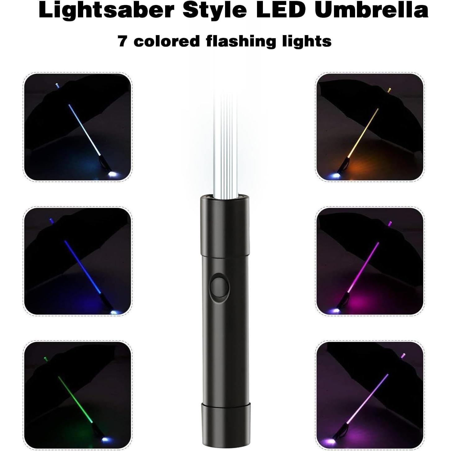 Paraguas LED BESTKEE Sable de Luz 82 cm a Prueba de Viento