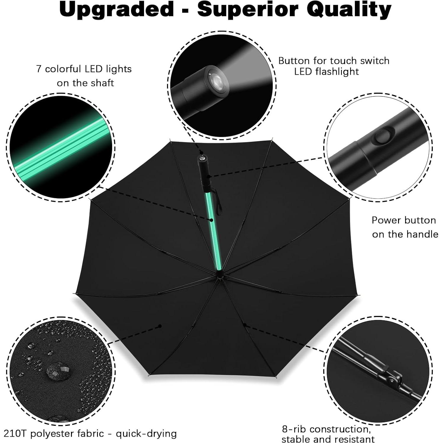 Paraguas LED BESTKEE Sable de Luz 82 cm a Prueba de Viento