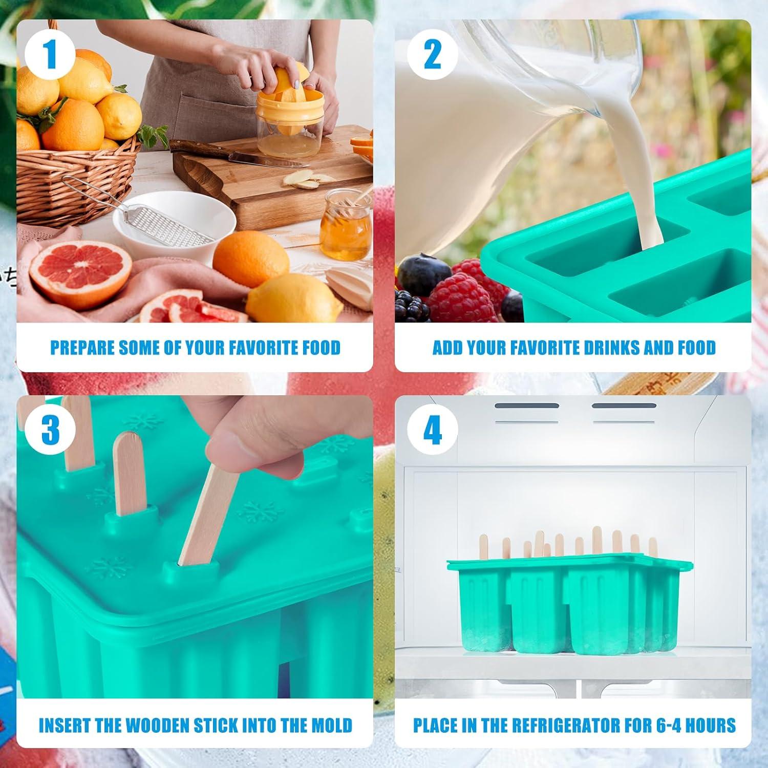 Molde de Paletas de Silicona Waybesty 12 Cavidades Azul