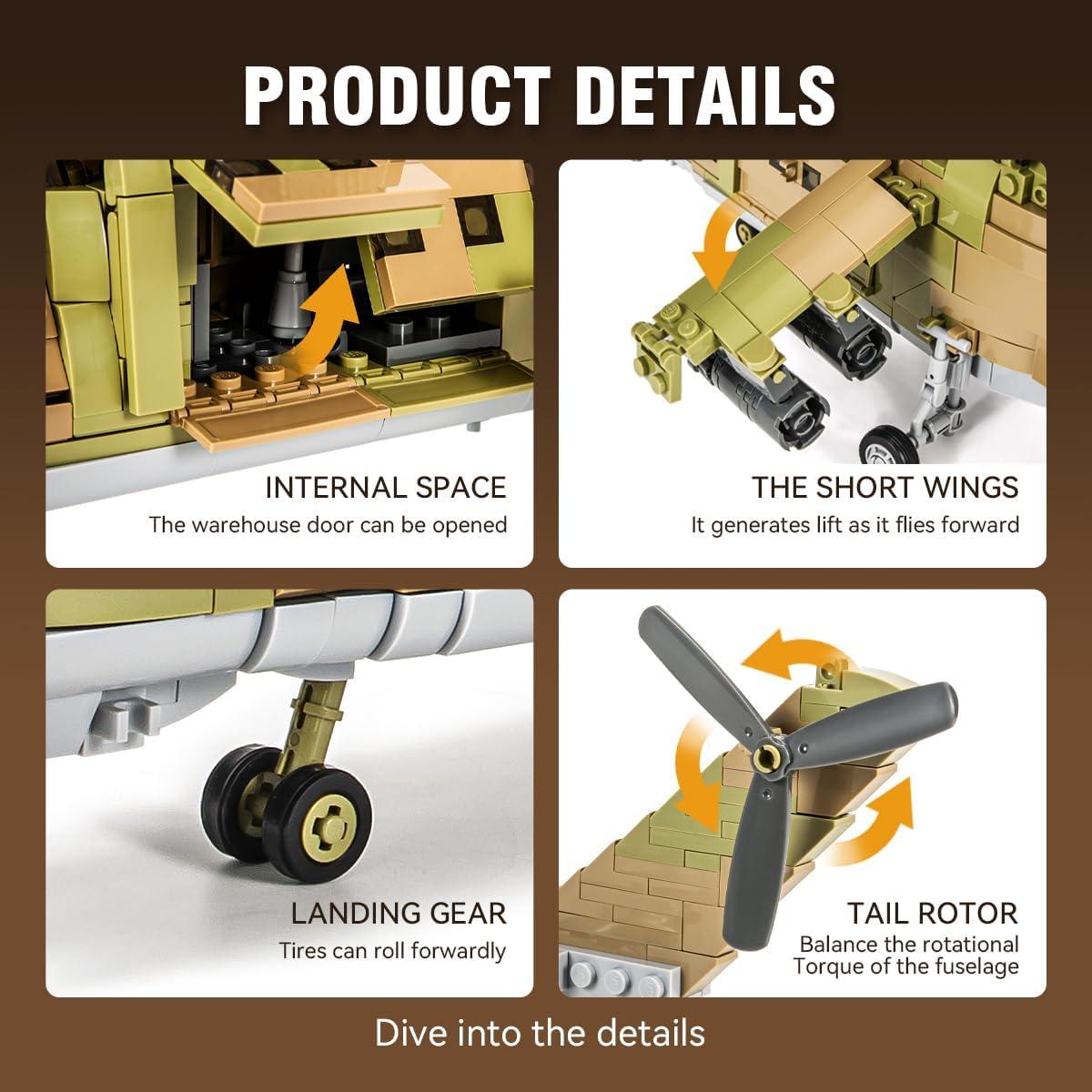 Helicóptero Militar DAHONPA MI-24S 850+ Piezas Construcción