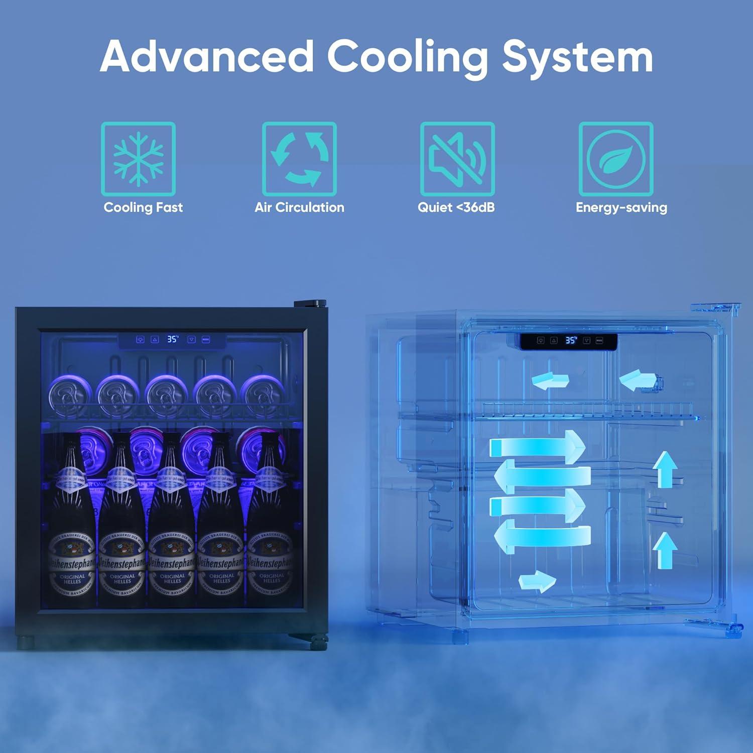 Refrigerador de Bebidas Tehanld 50L Mini con Puerta de Vidrio