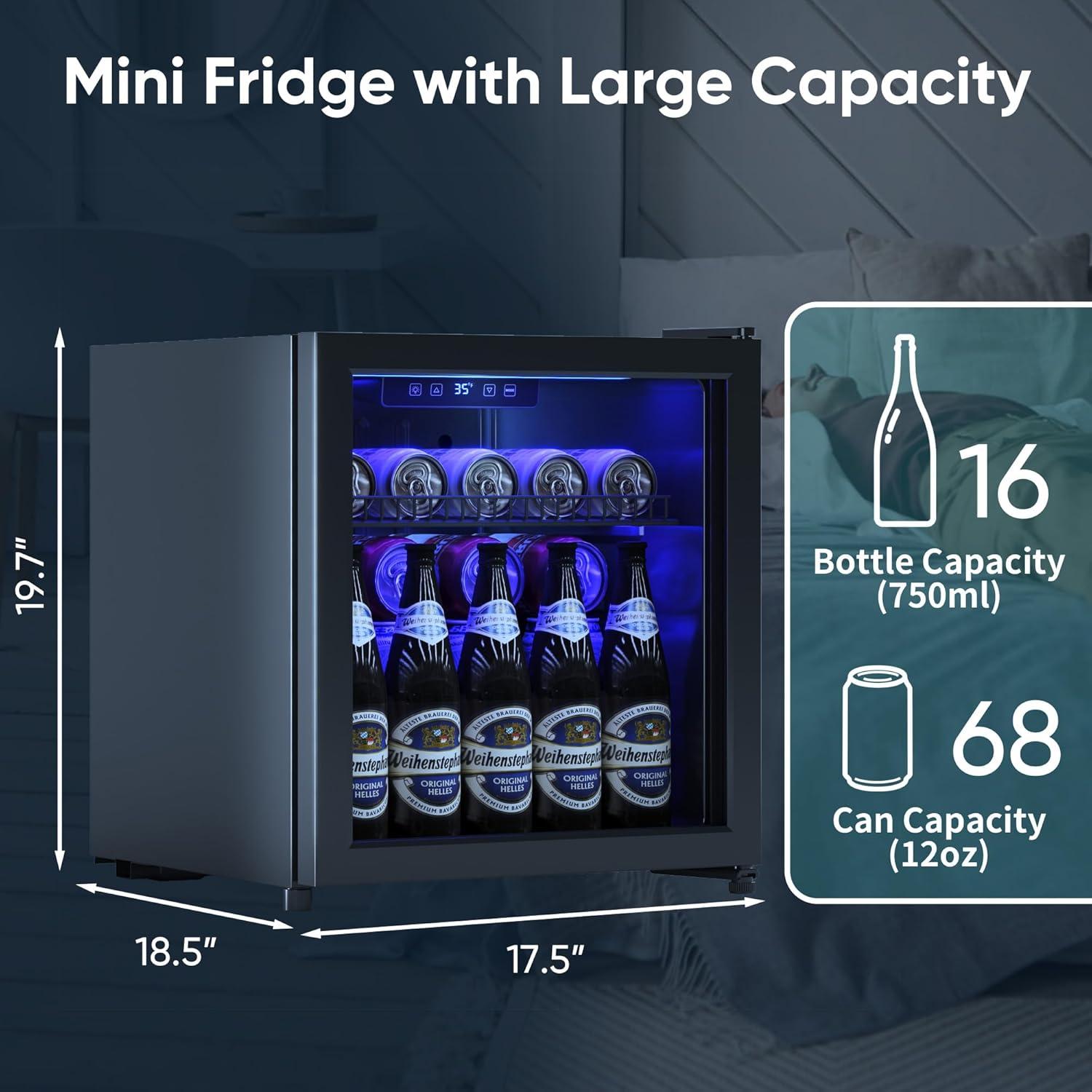 Refrigerador de Bebidas Tehanld 50L Mini con Puerta de Vidrio