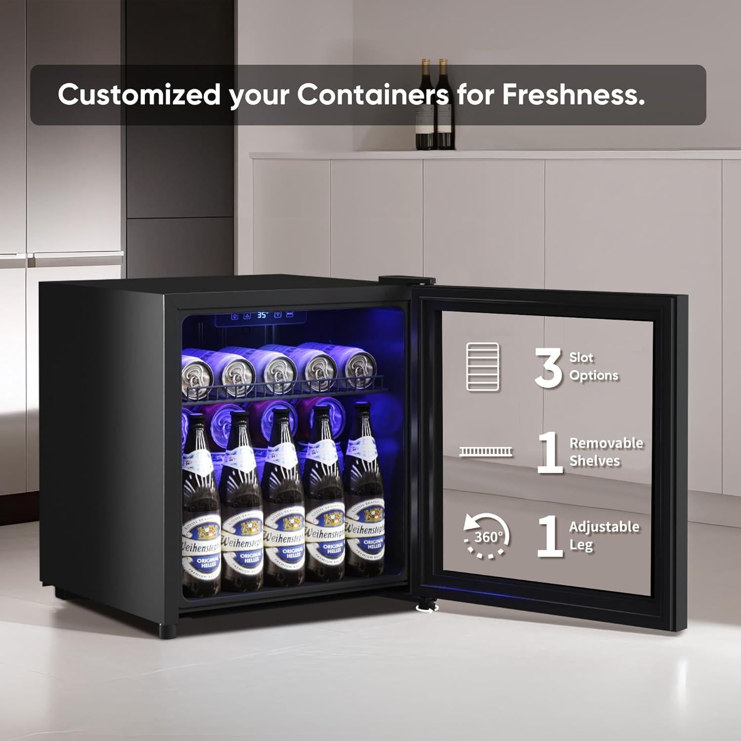 Refrigerador de Bebidas Tehanld 50L Mini con Puerta de Vidrio