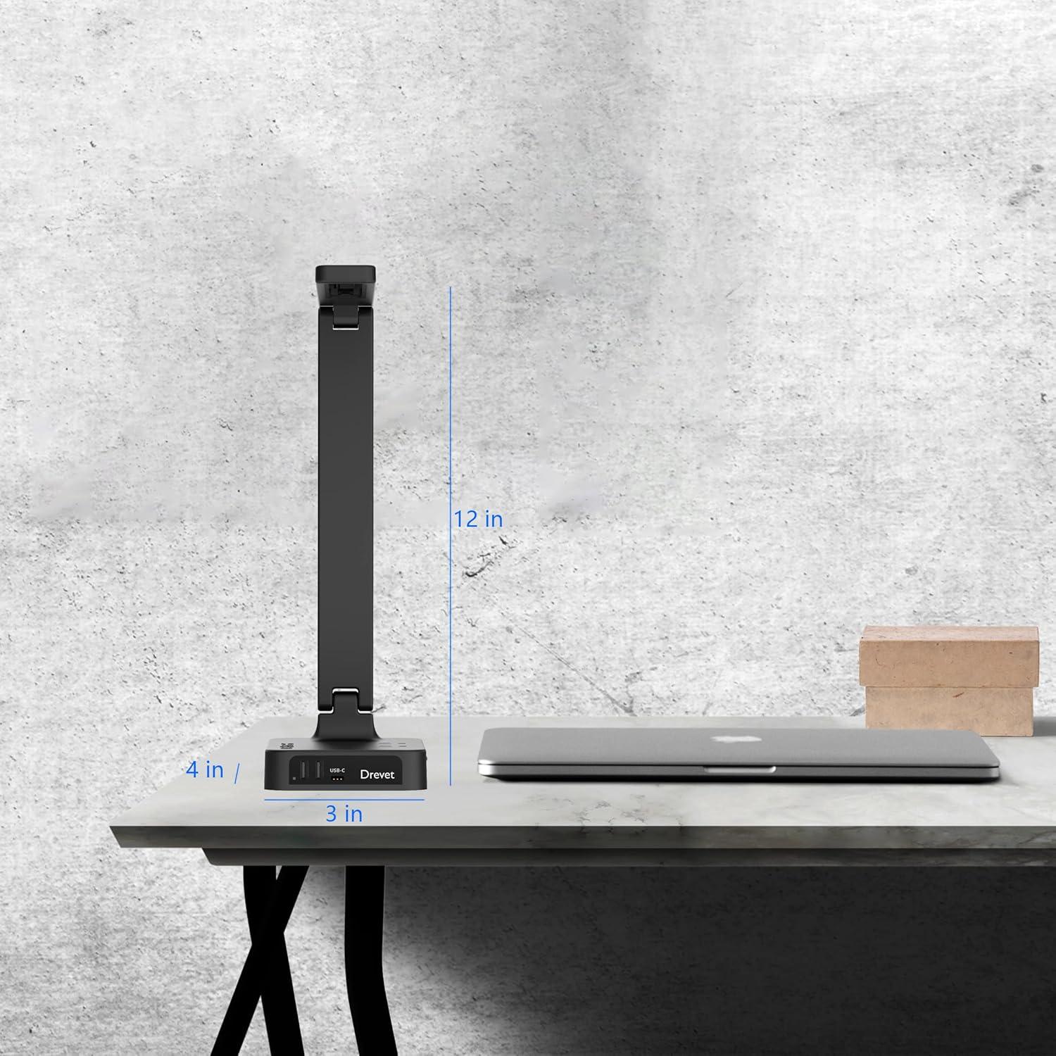 Lámpara de escritorio LED Drevet con USB-C y 3 puertos