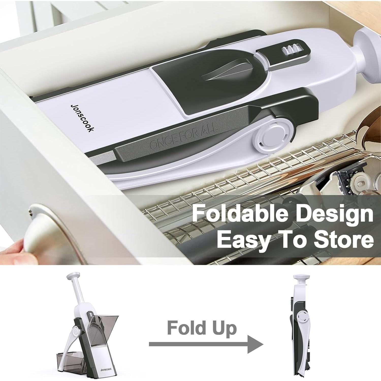 Rebanador Mandolina Jonscook 5 en 1 Ajustable 0-8 mm Verde Negro