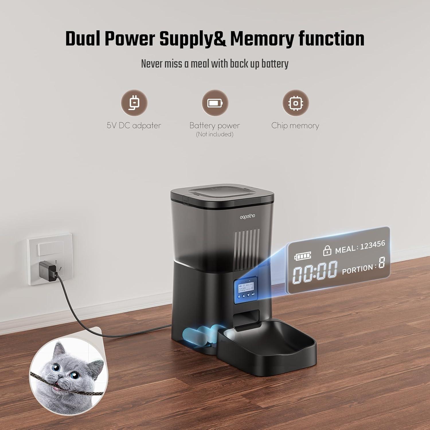 Dispensador Automático de Comida Espelho 4L para Gatos y Perros