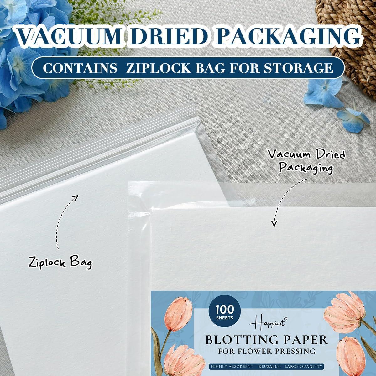 Papel Absorbente para Prensado de Flores Happinit 100 Hojas