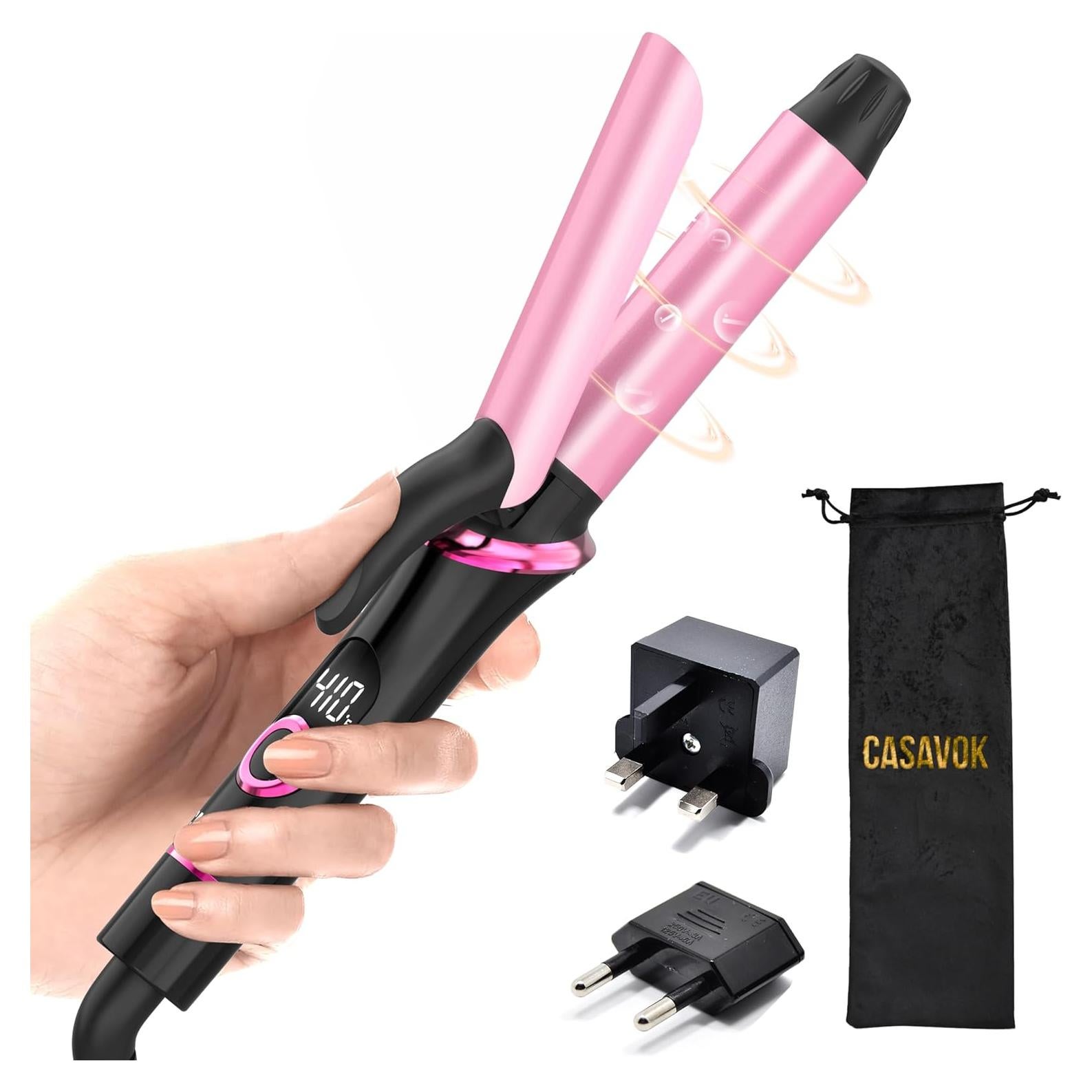 Mini Plancha de Rizar Yuqilin Rosa 25x4.5cm Doble Voltaje