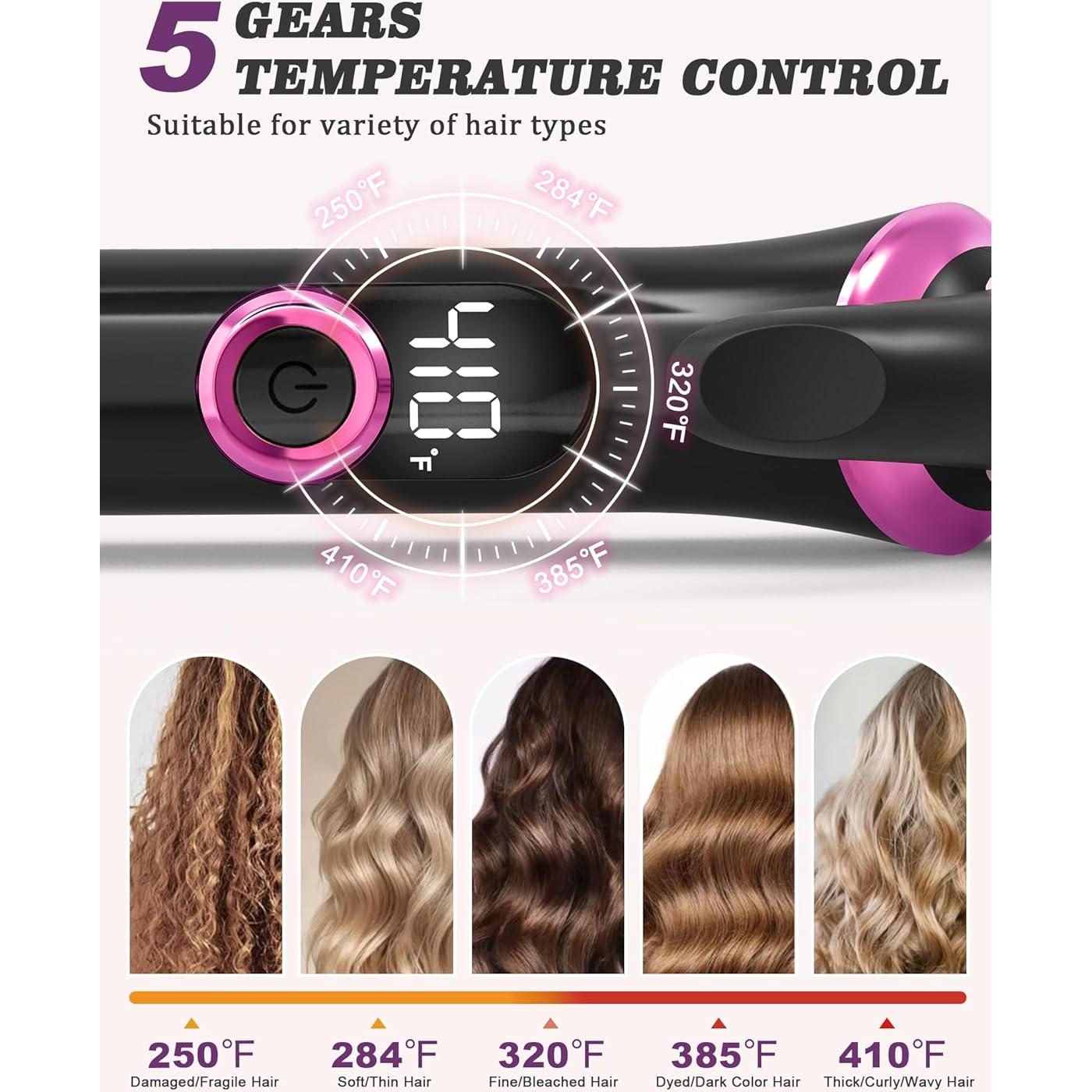 Mini Plancha de Rizar Yuqilin Rosa 25x4.5cm Doble Voltaje