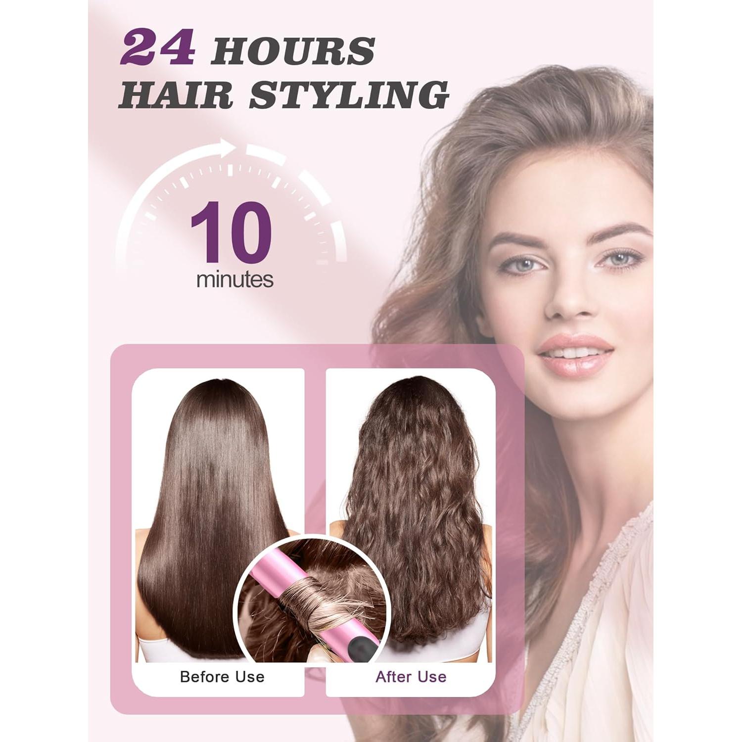 Mini Plancha de Rizar Yuqilin Rosa 25x4.5cm Doble Voltaje